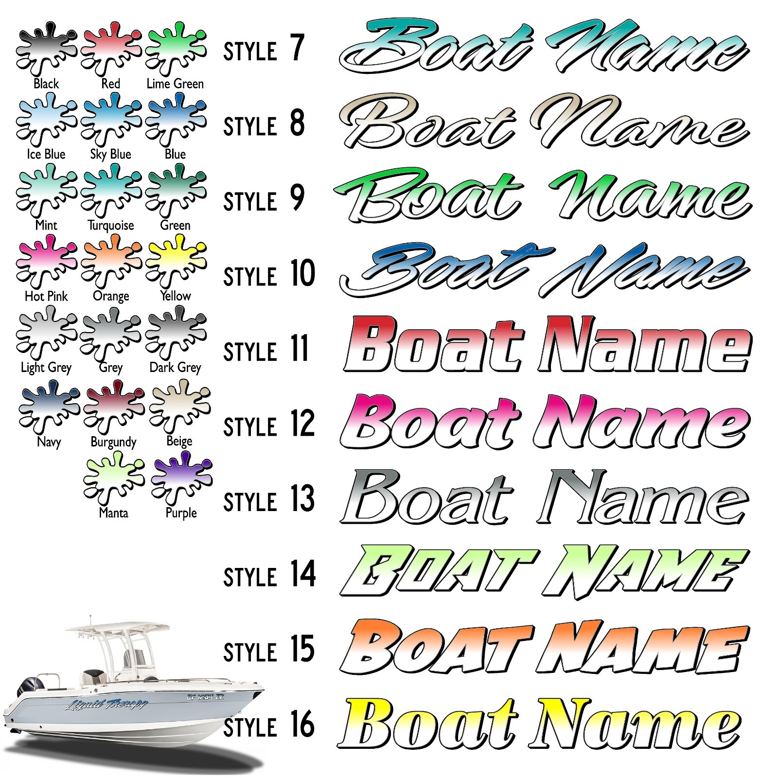 Boat Name Decal 6×36″ / Custom Hull Graphic / Premium Marine Vinyl Lettering GR