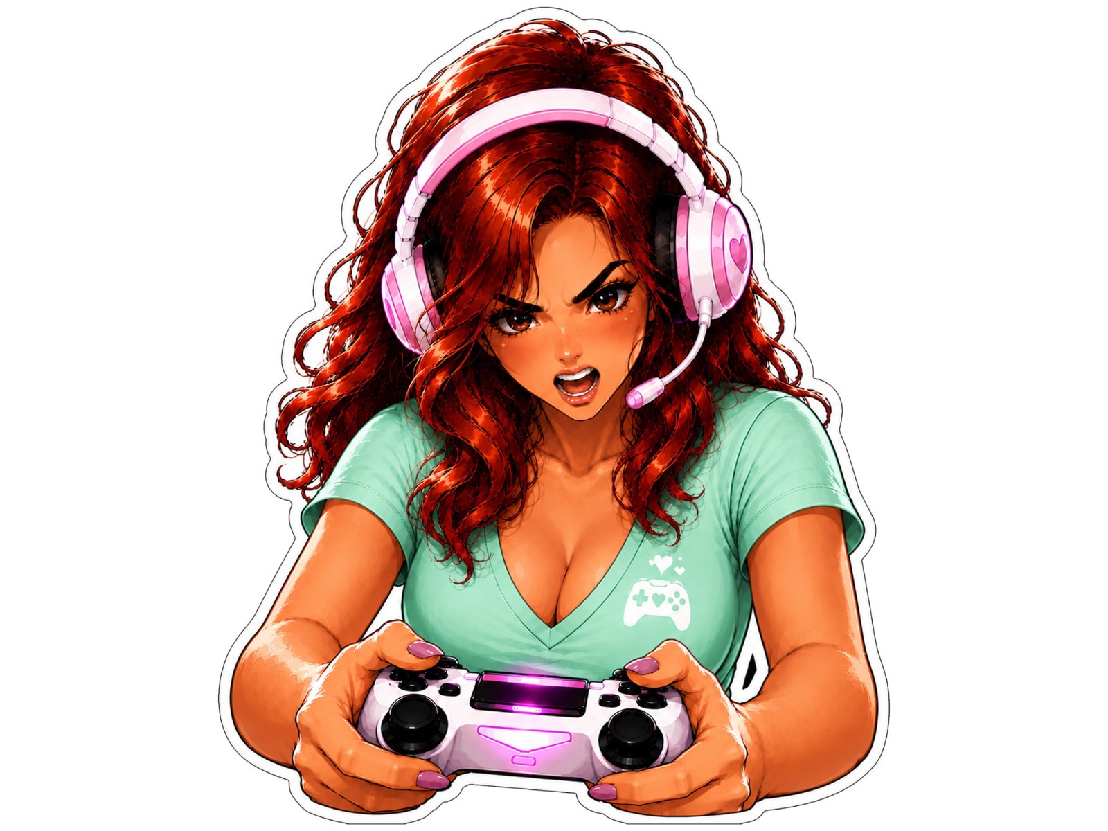 Gamer Girl Sticker Decal – Gamer Girl Controller Laptop Window Car 3.2″