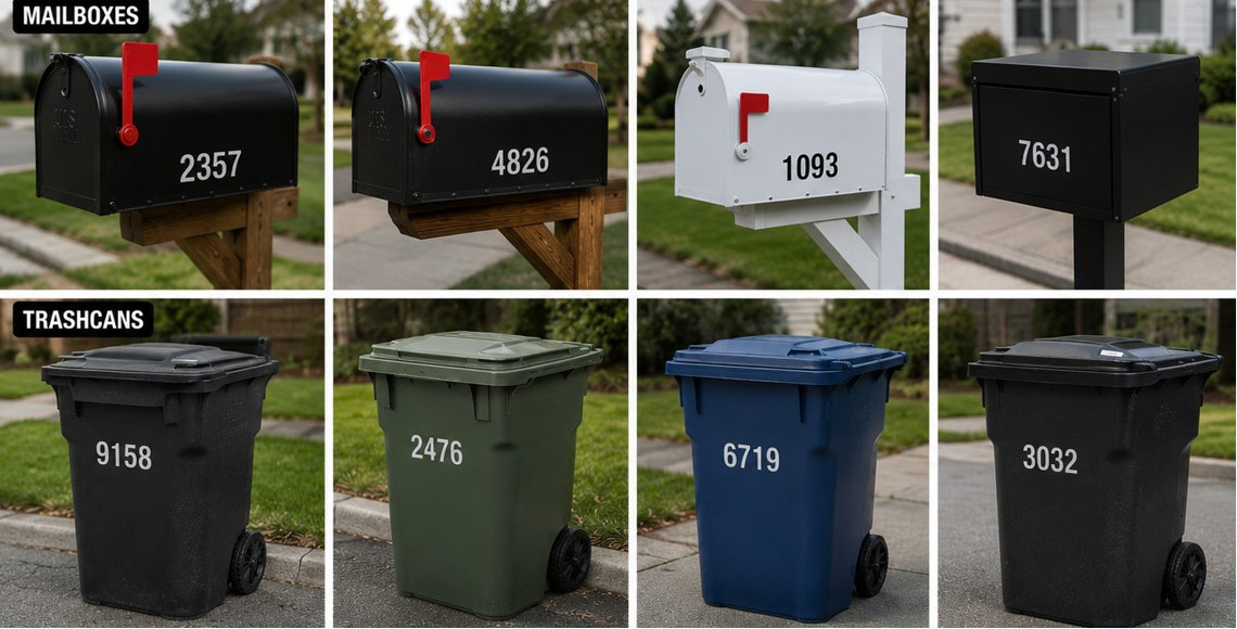 Custom Reflective Mailbox Address Numbers Decal Set of 2 Weatherproof Vinyl
