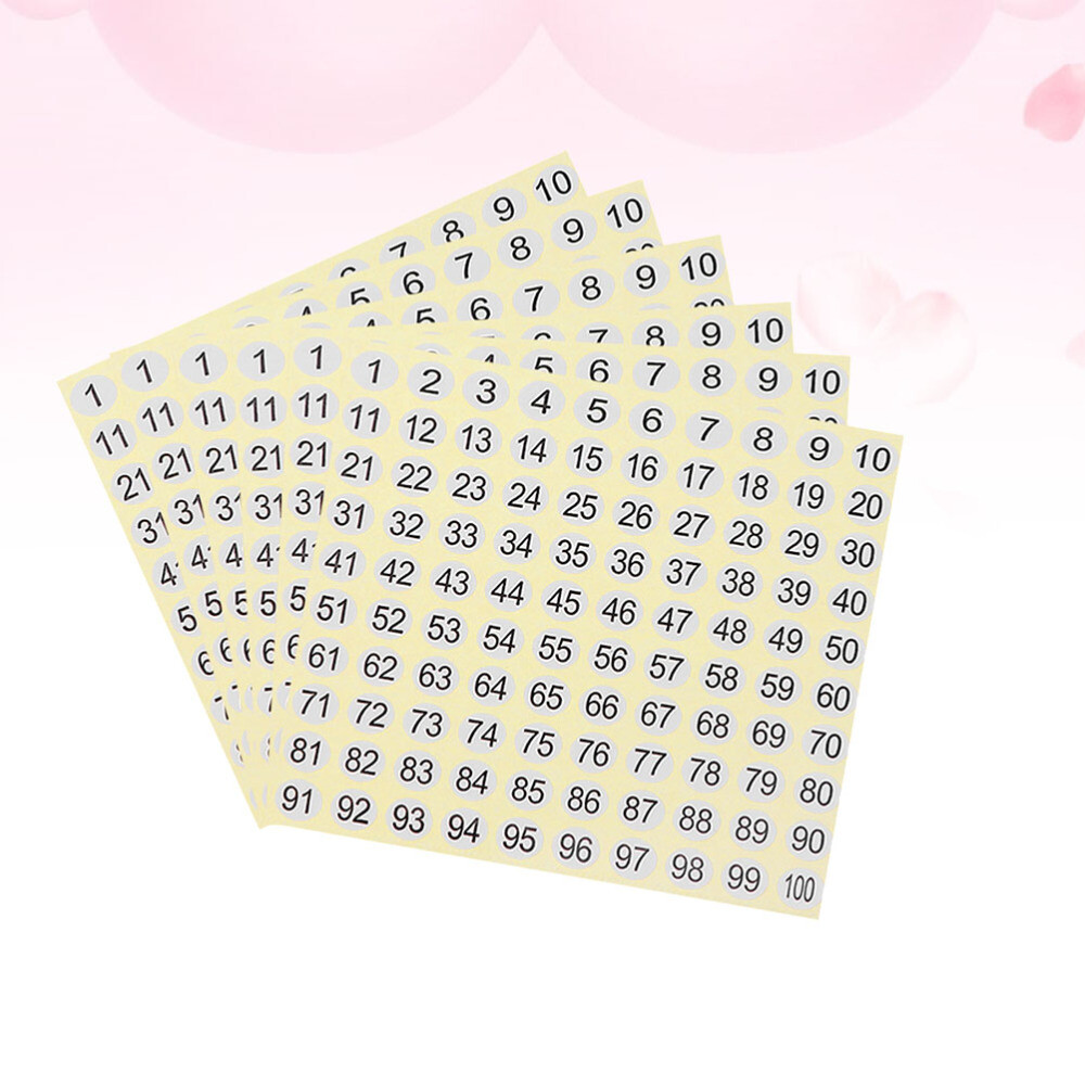 30 Sheets Number Labels 1- 100 Kids Stickers Tags Clothes Round Small