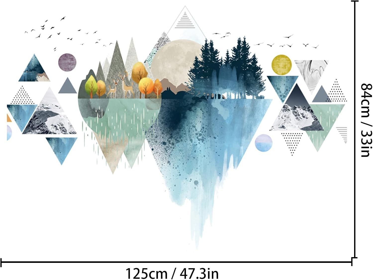 Wall Stickers Mountain Decal Geometric Removable Nursery Home Decor Blue