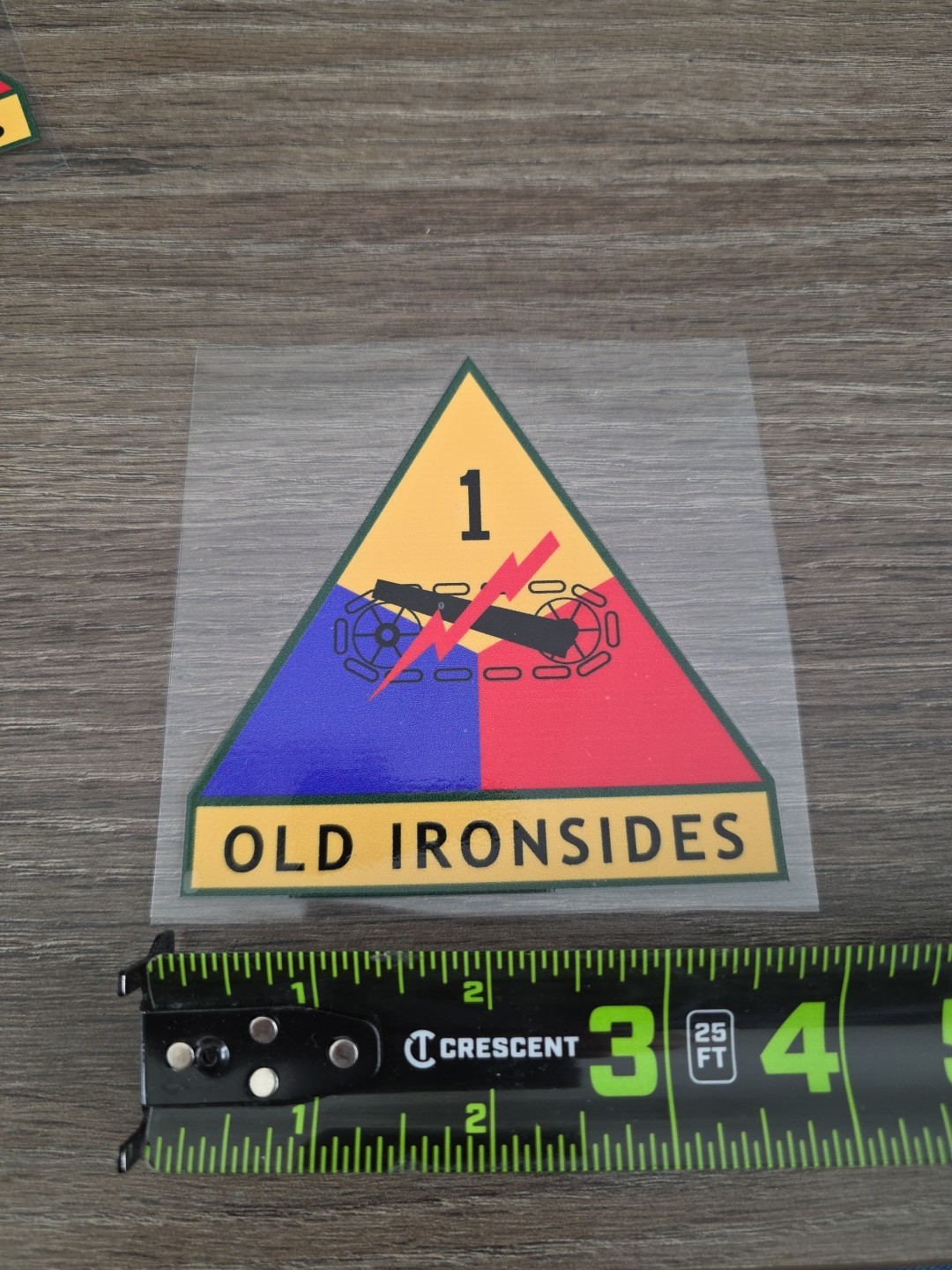 1st Armor Division Old Iron Sides Raised UV DTF Sticker Decal In Color 4in X 4in
