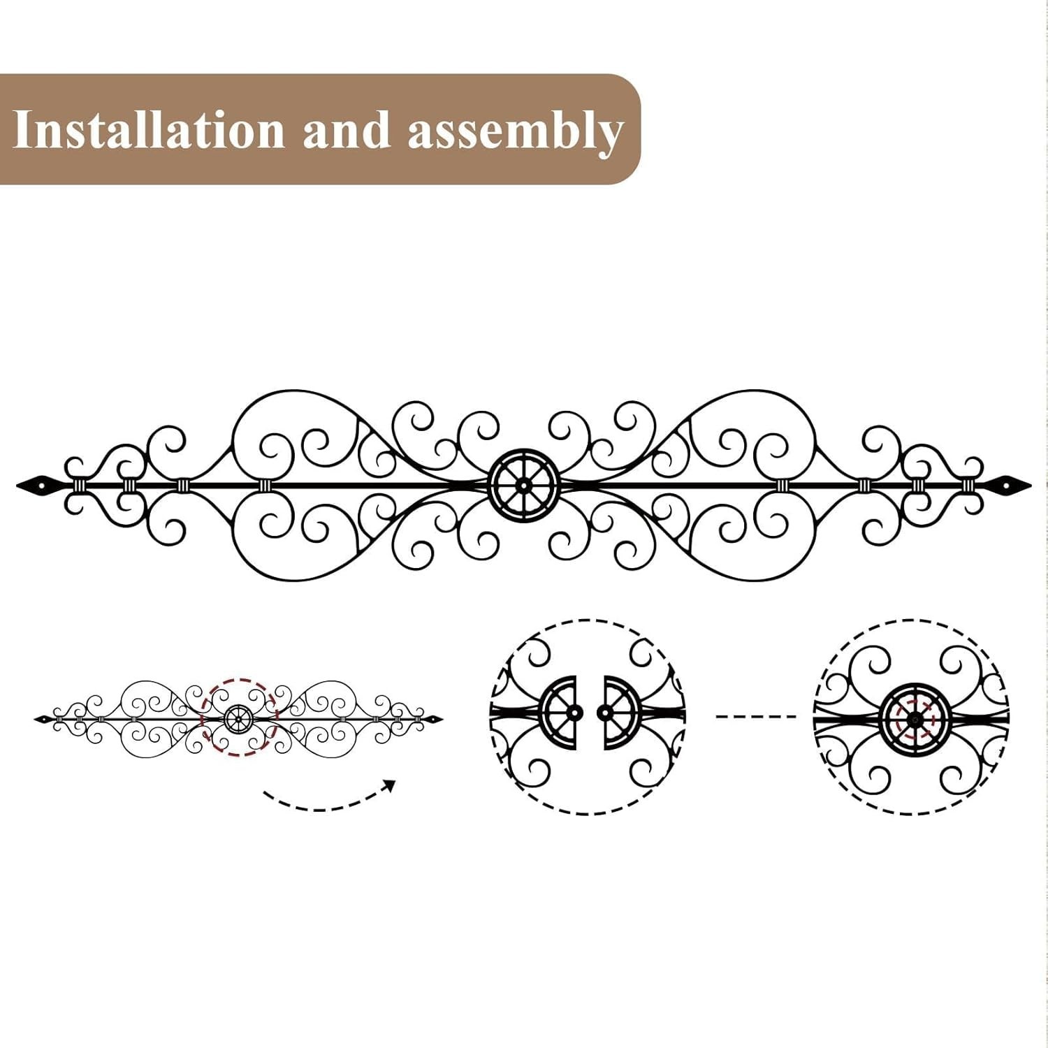Vintage Inspired Wrought Iron Scroll Wall Art – Lightweight & Waterproof