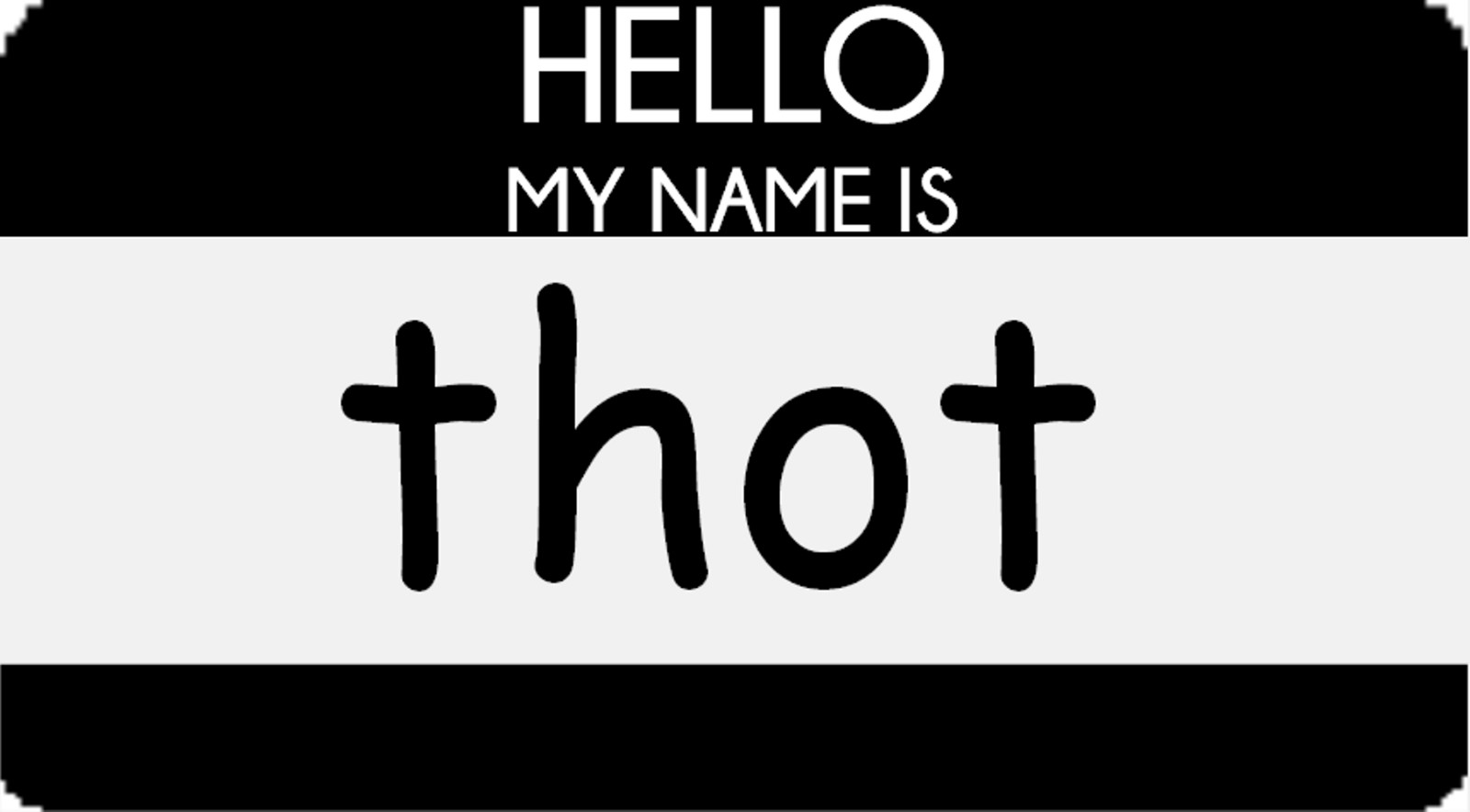 Hello My Name is Thot – 25 Stickers Pack 2.25 x 1.25 inches Humor Sarcasm Tag