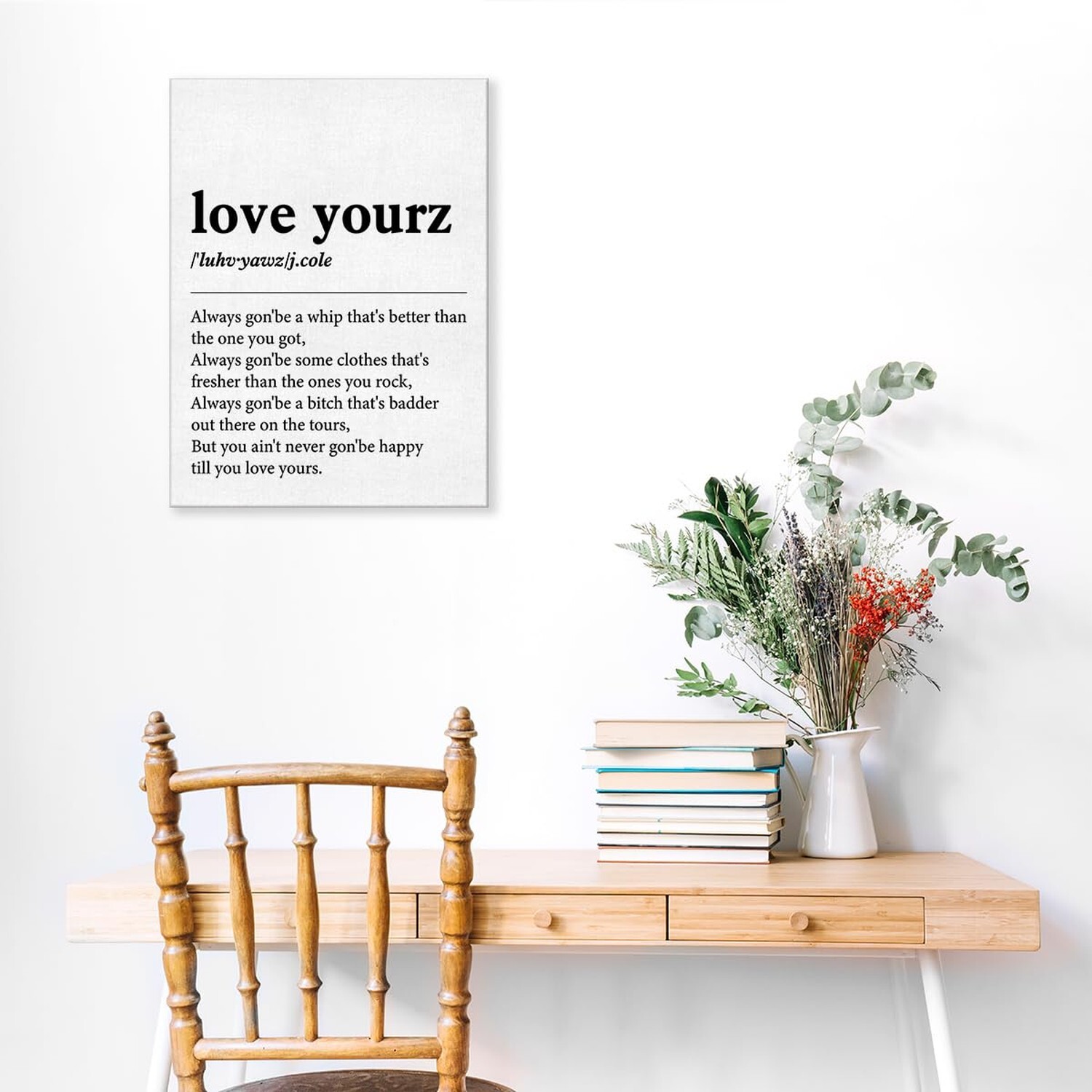 Music Wall Art Decor Music Quotes Poster Framed Painting Print Love Yourz Def…