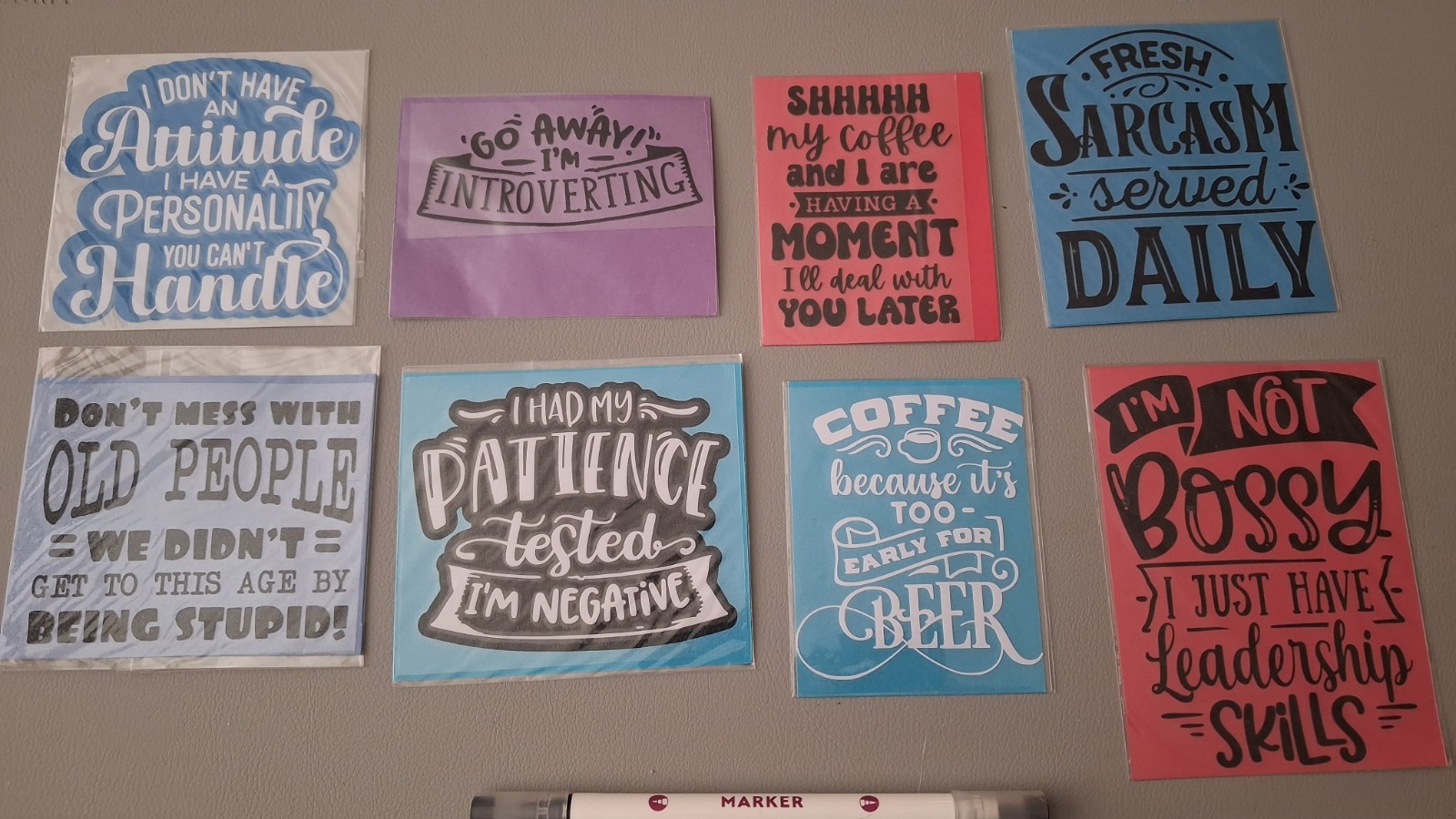 Assorted Humorous Quote Vinyl Decal Sticker Lot, Sarcasm, Multicolor