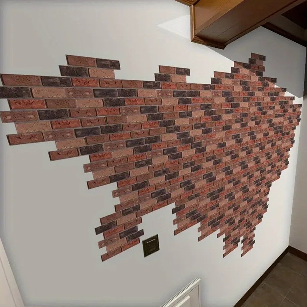 10-100PCS 3D Tile Brick Wall Sticker Self-adhesive Waterproof PVC DIY Wallpaper