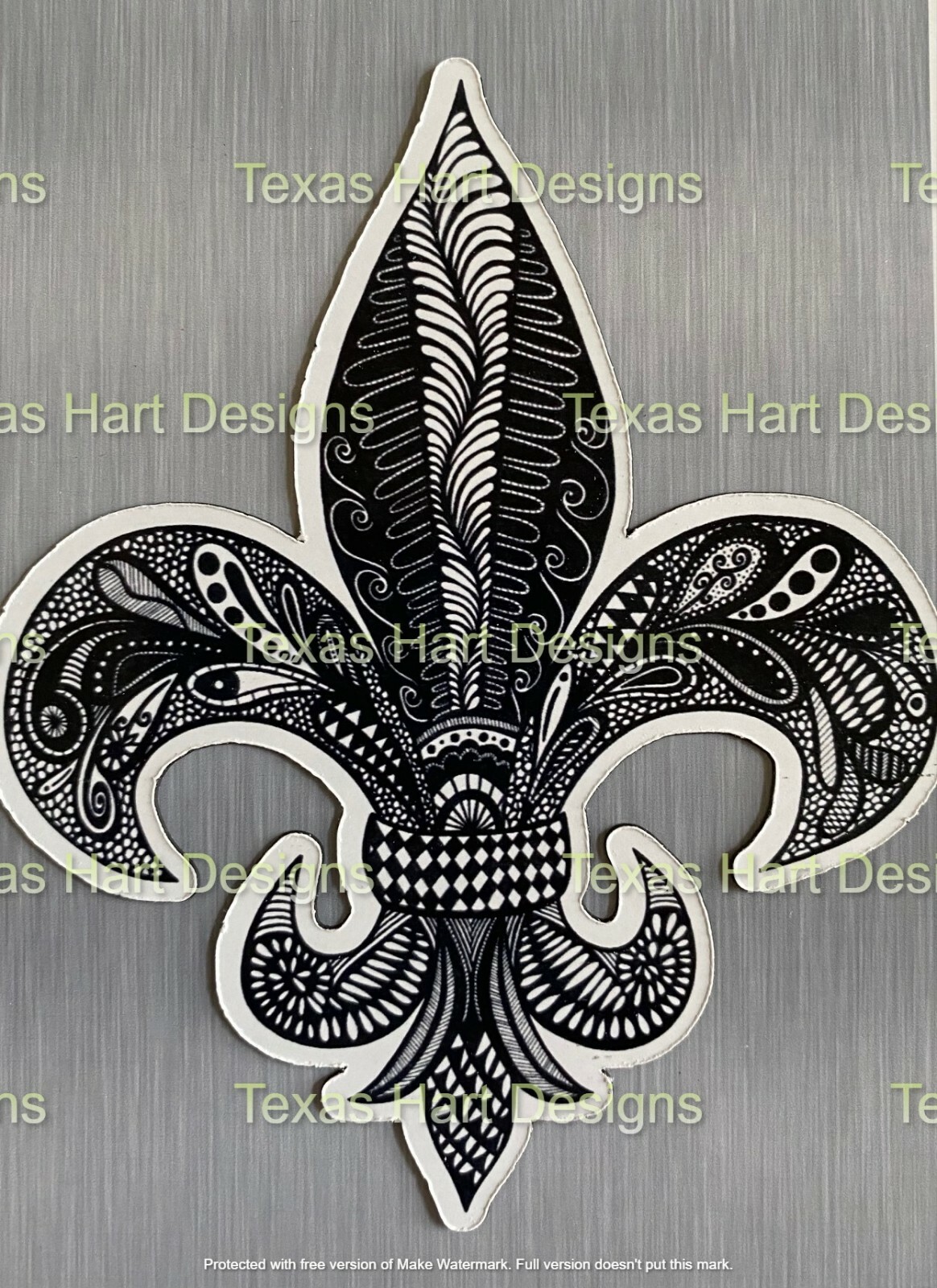 **Original Artwork** Fleur de lis Die Cut Fridge Magnet