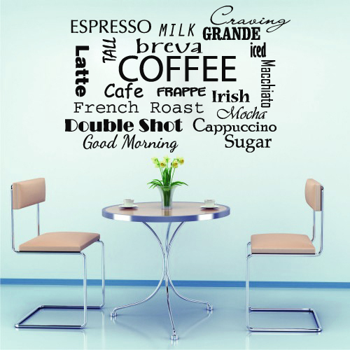 Wall Decals Coffee Espresso Milk Decal Vinyl Sticker Kitchen Cafe Decor MS710