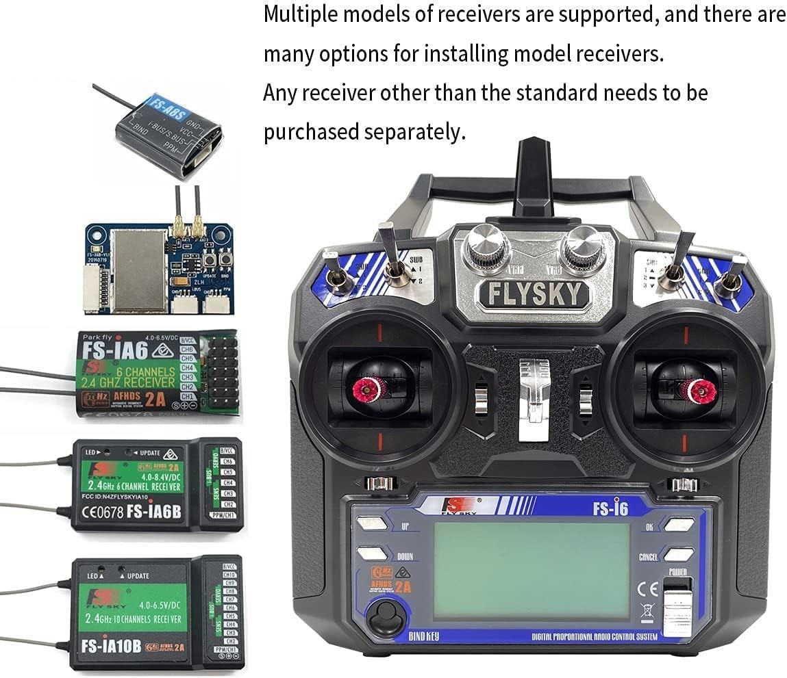 Flysky FS-i6 RC Transmitter and Receiver FS-iA6 6 Channels 2.4GHz AFHDS…