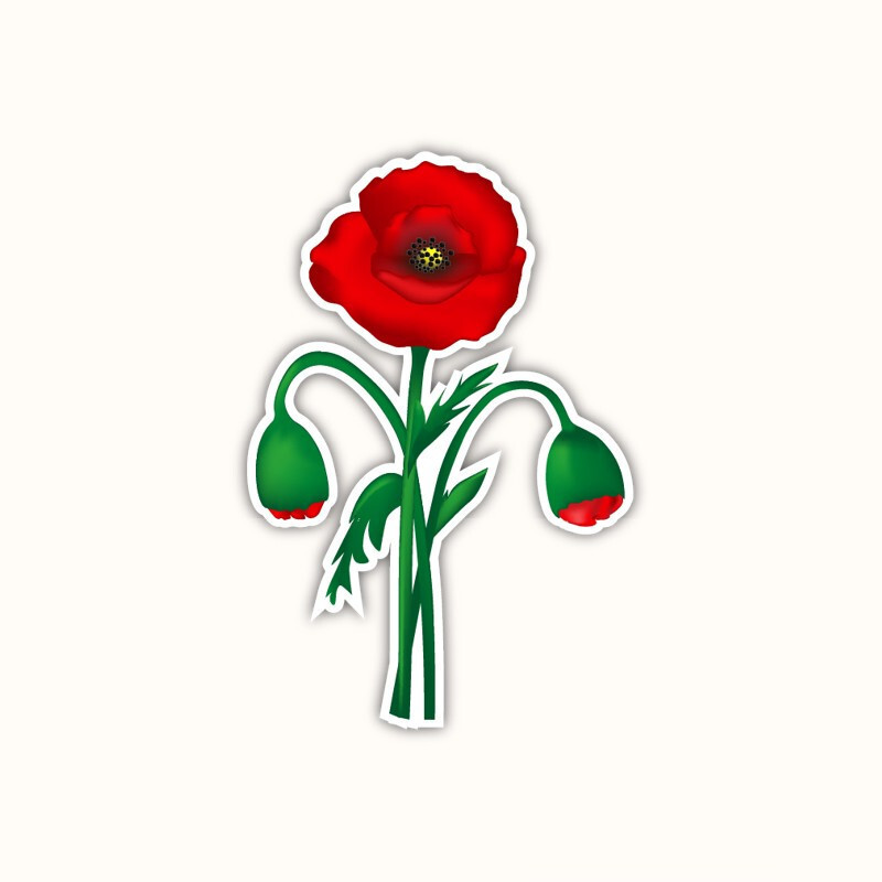 Beautiful Red Poppy Vinyl Sticker Waterproof Flower Decal for Laptops Bottles