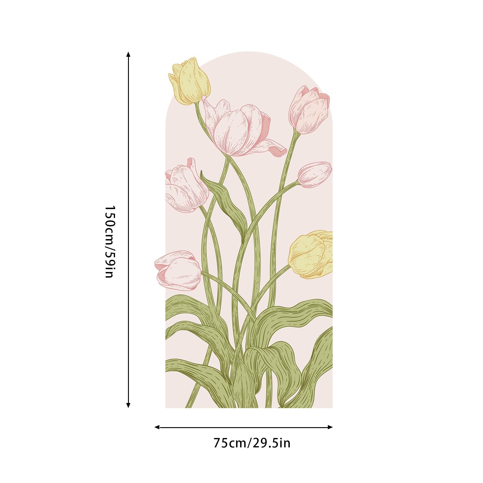 Large Floral Wall Decals Peel and Stick Tulip Floral Arch Decal 59″ H x 29.5″…