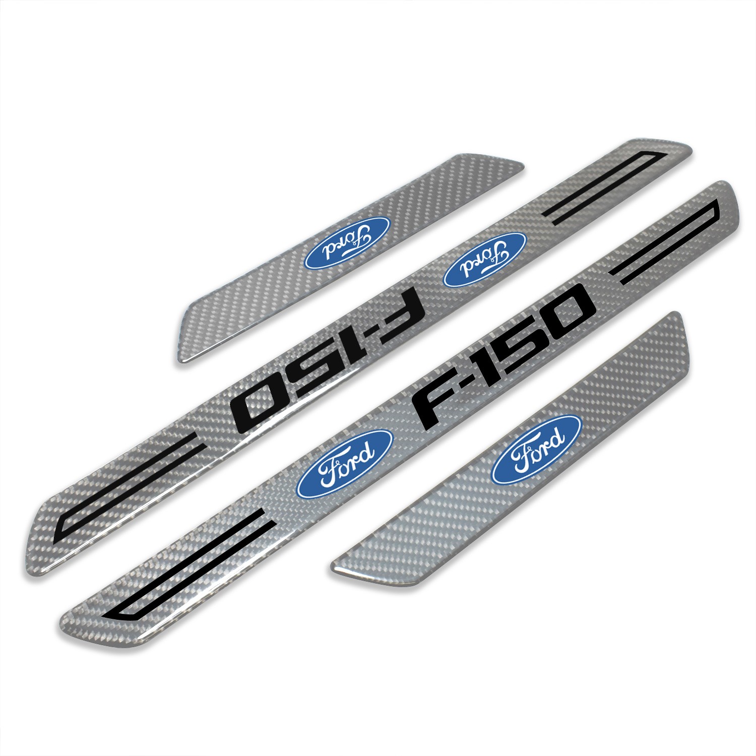 Ford F-150 Silver Carbon Fiber Universal Door Sill Protector Kick Plates