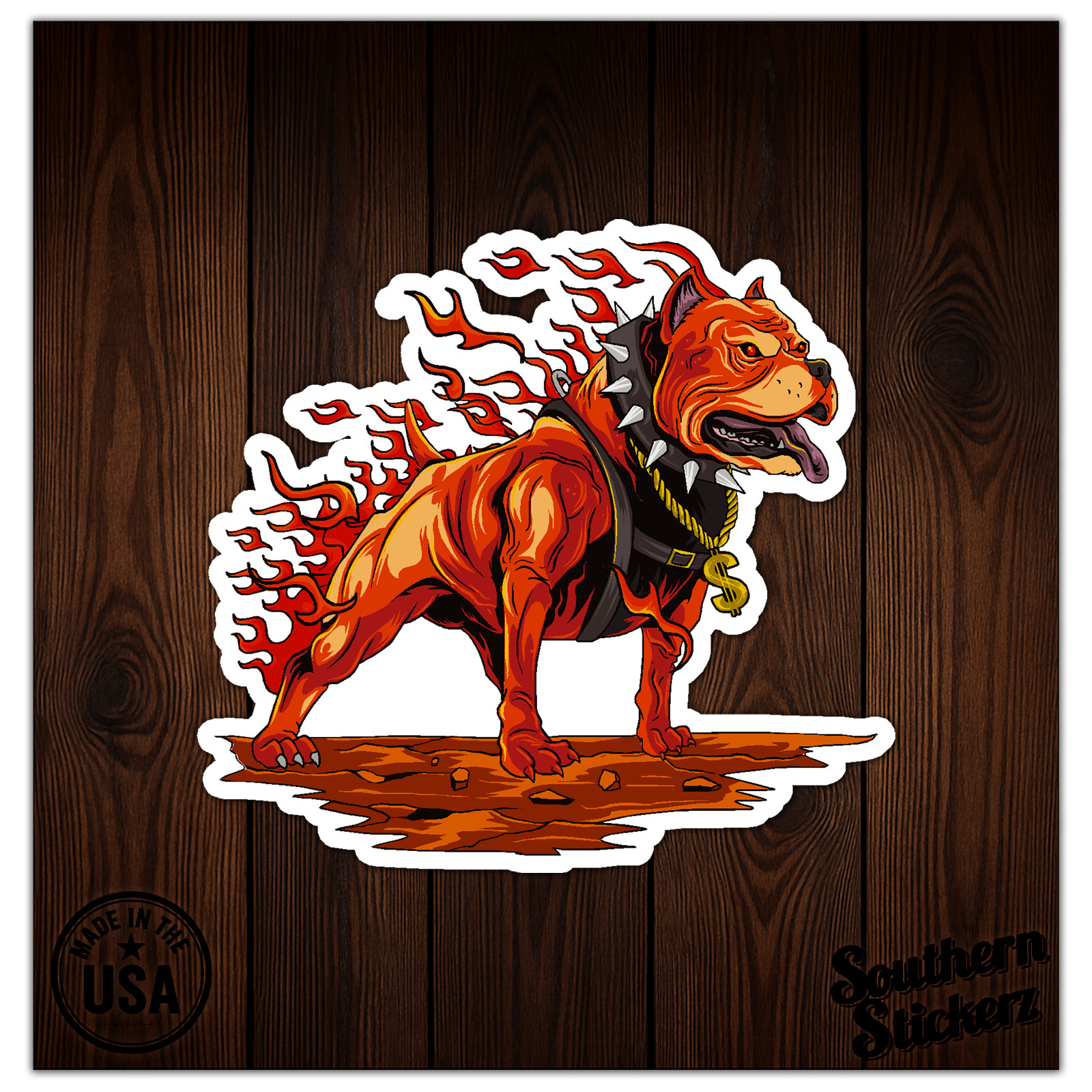 Pitbull Cane Corso Flames – Vinyl Decal Sticker – Car Window Laptop – ebn7975