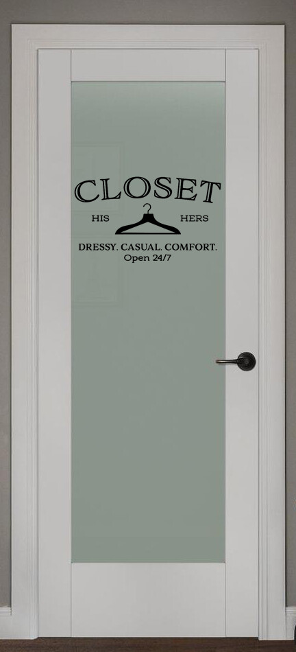 Closet, His Hers Wall Decal Walk in closet DECOR VINYL WALL DECAL STICKER