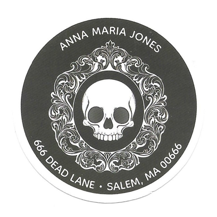 Skull Sticker Vinyl Die Cut Gothic Address Label Salem Dead Lane Decal
