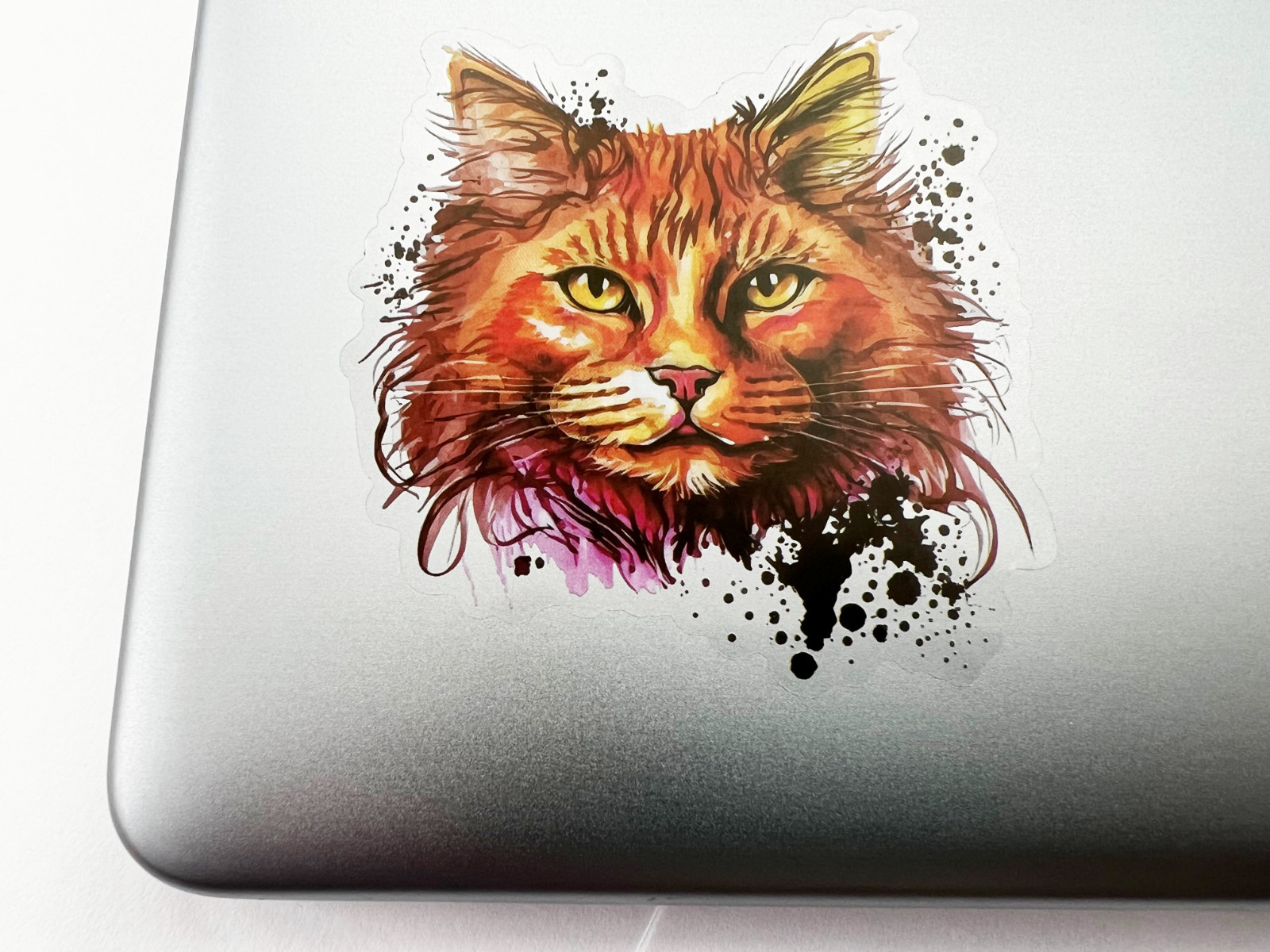 2x Orange Cat Face 3 Inch Transparent Sticker Kitty Eyes For Book Laptop Phone
