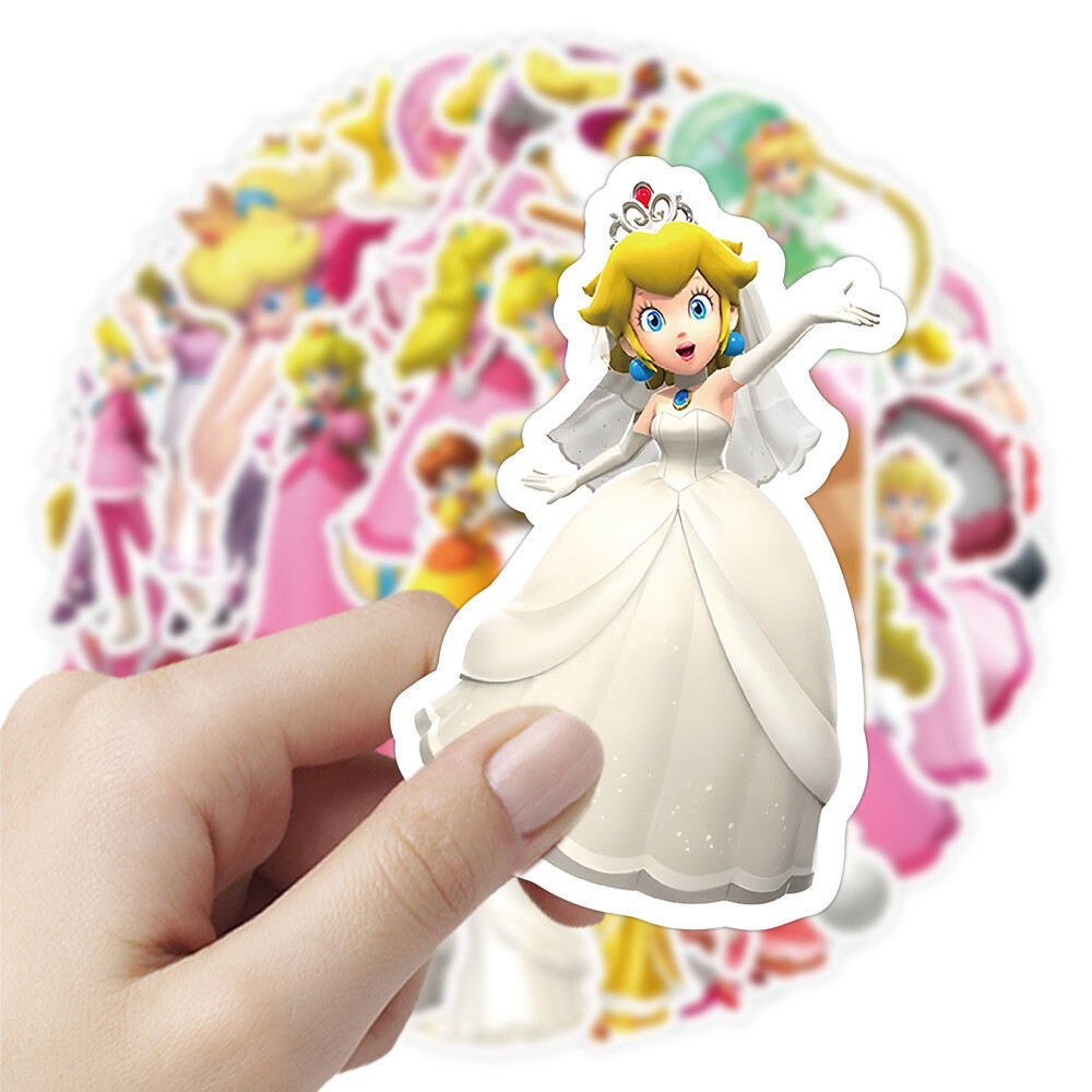 100Pcs Princess Peach Stickers for Kids Water Bottle Waterproof Scrapbooking