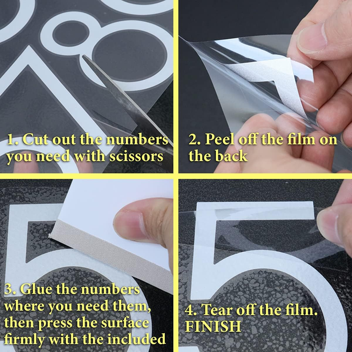 4 Inch Reflective Mailbox Numbers Sticker (0-9, 5 Sets) | Modern Number Vinyl Wa