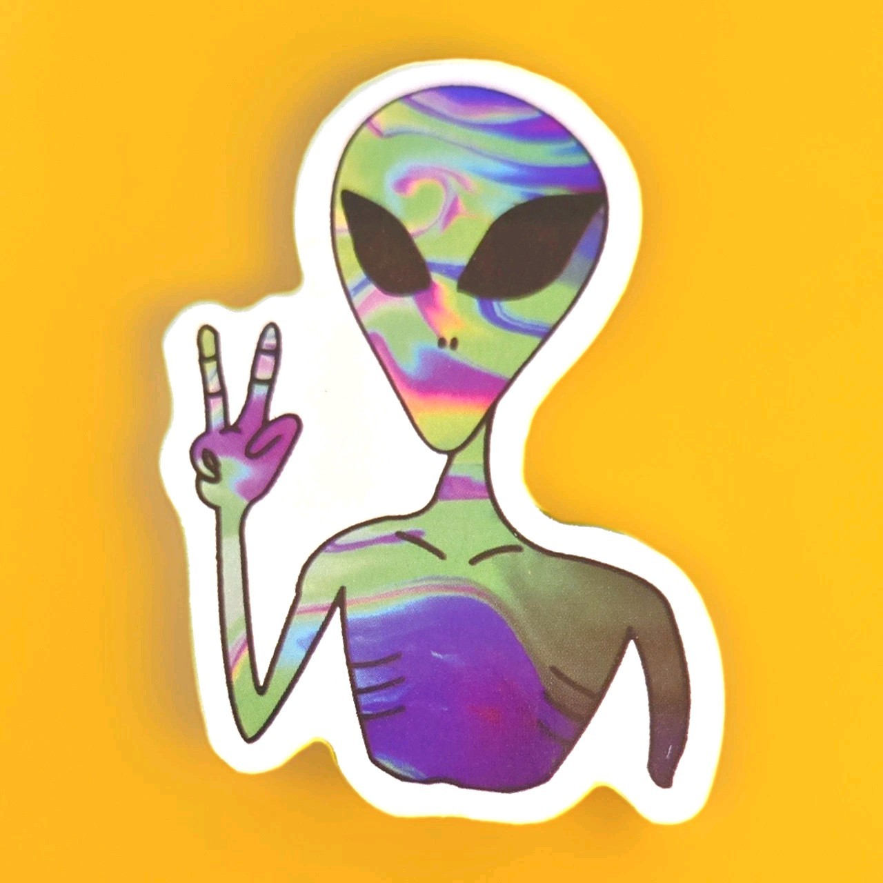 TRIPPY ALIEN OUTER SPACE UFO Vinyl Sticker Decal Computer Laptop Water Bottle