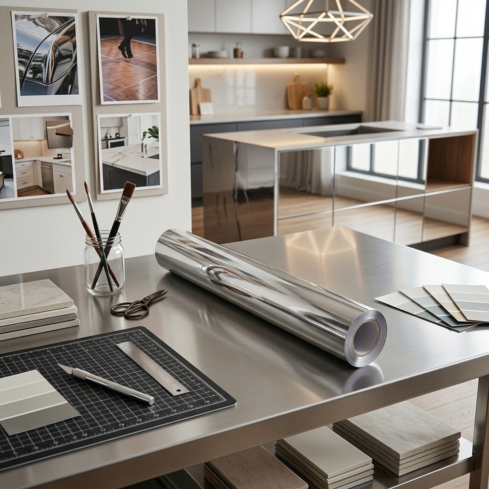 Reflective PVC Mirror Sticker 30 cm x 200 cm for Cabinets Countertops Doors DIY