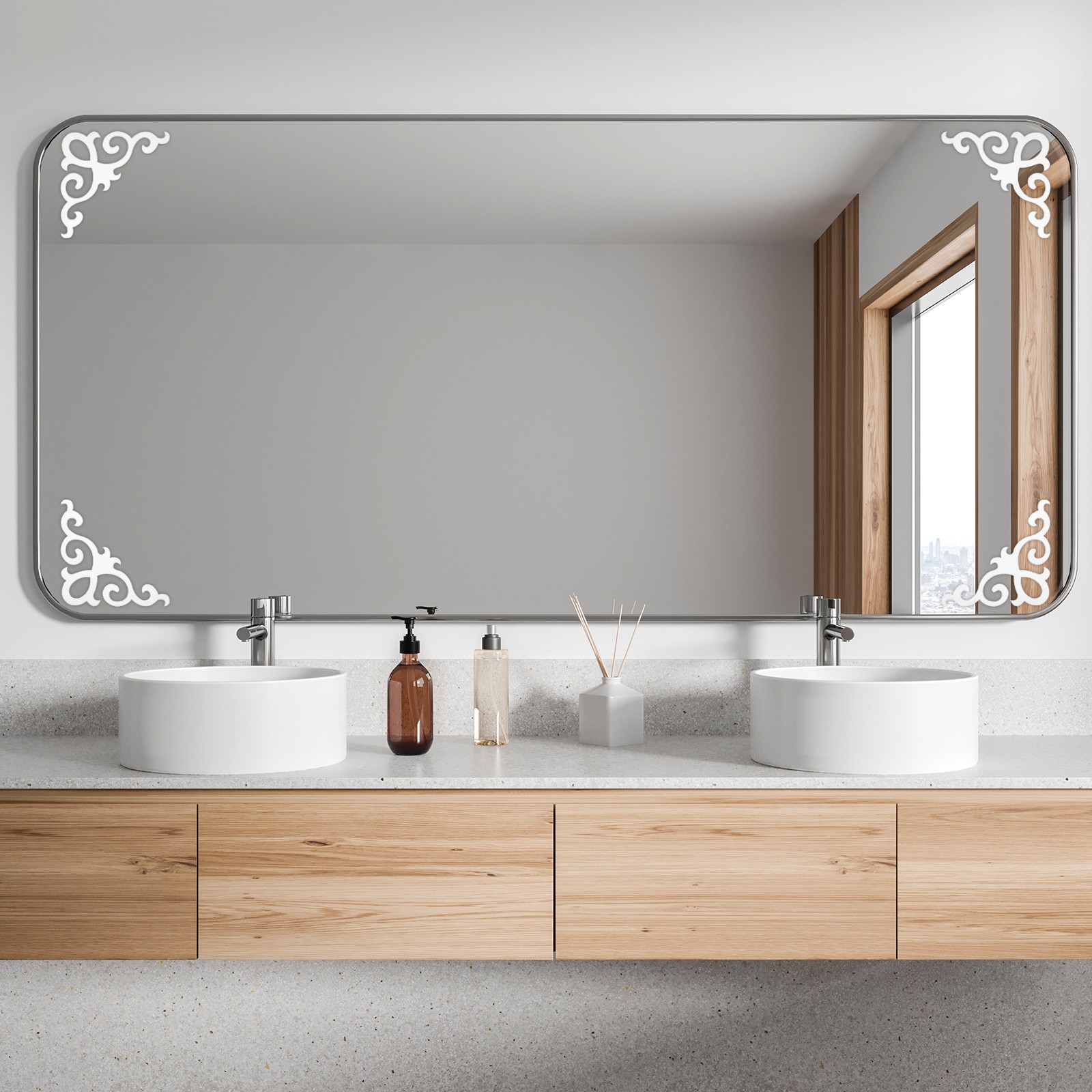 4 Pcs Seif-Adhesive Wall Sticker Mirror Decals for Home, Dark Blue (10x10cm)