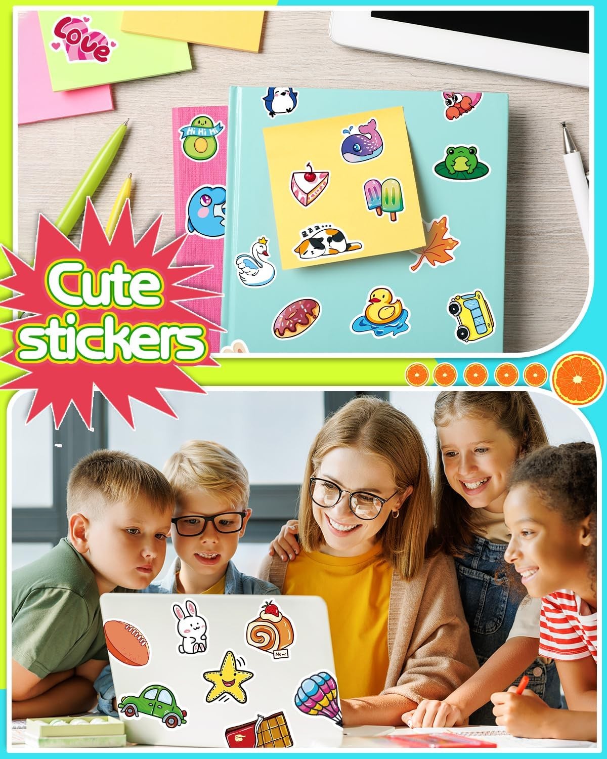600PCS Cute Kawaii Aesthetic Stickers for Laptop Water Bottle | Waterproof Vinyl