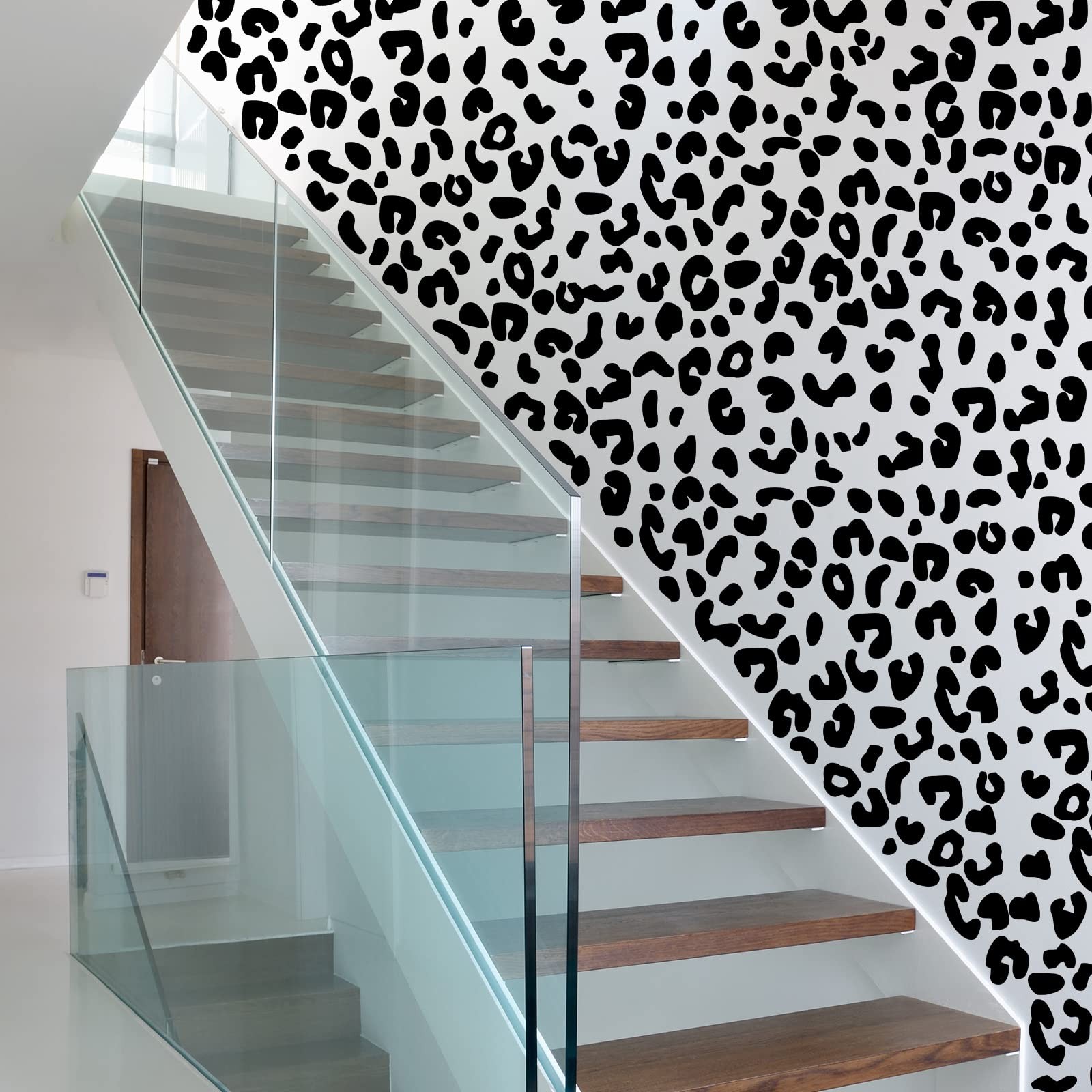 Outus 4 Sheets Leopard Print Peel and Stick Wallpaper 11″x8.7″ Black