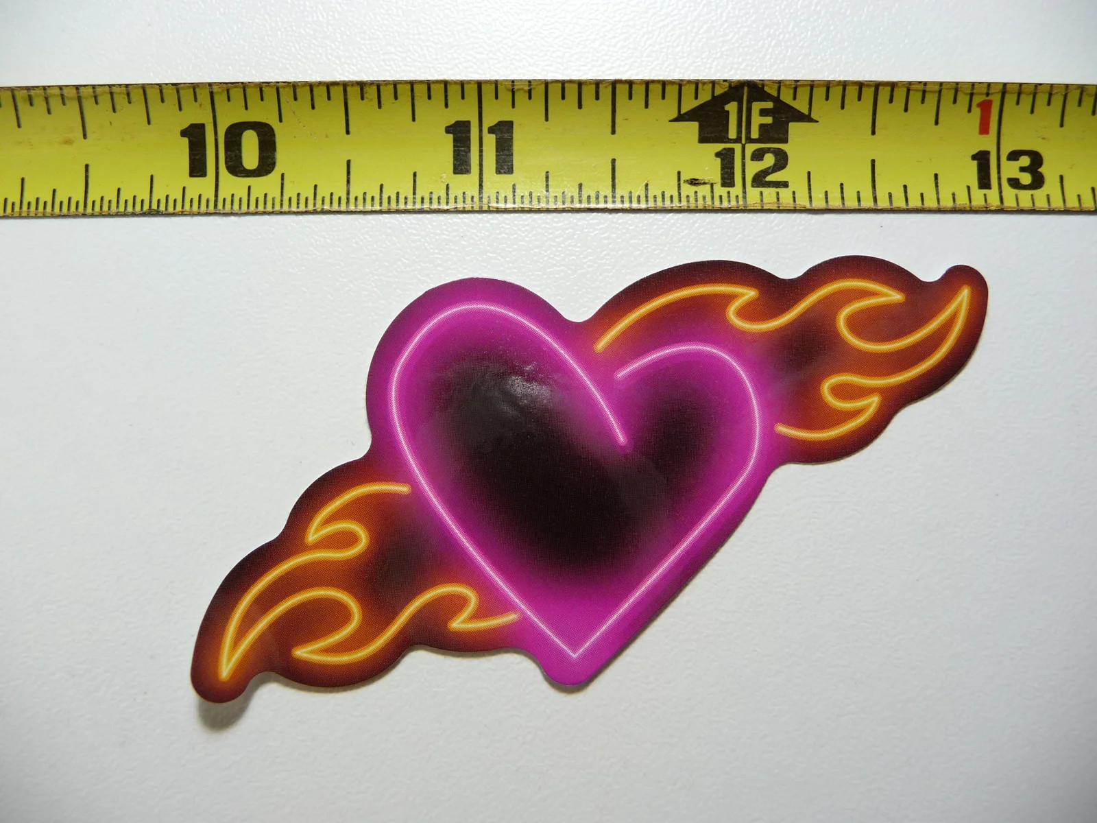 HEART WITH FIRE FLAMES SMALL STICKER DECAL NEON STYLE FUNNY VINYL