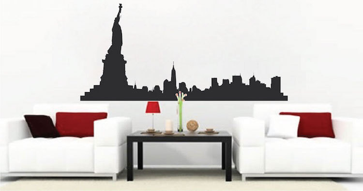 New York Skyline Wall Decal USA Wallpaper Mural Vinyl Removable NYC Design, g61