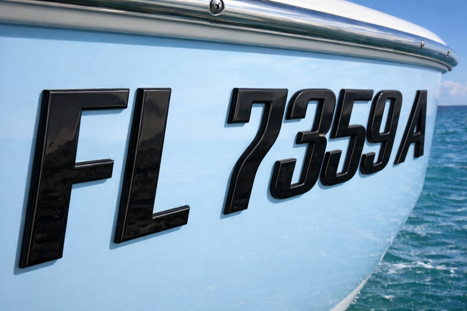 Black Raised 3D Boat Registration Numbers Letters | Marine Grade Emblem