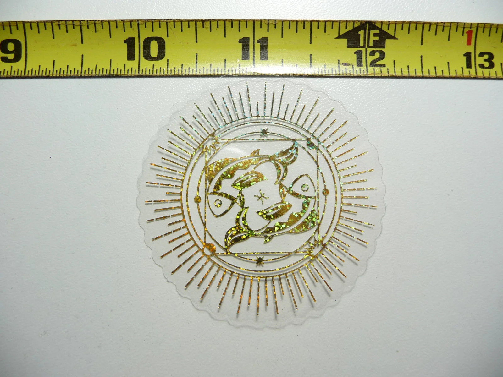 HOLOGRAPHIC ZODIAC PISCES CIRCLE SMALL STICKER DECAL HOROSCOPE SIGN BIRTH MONTH