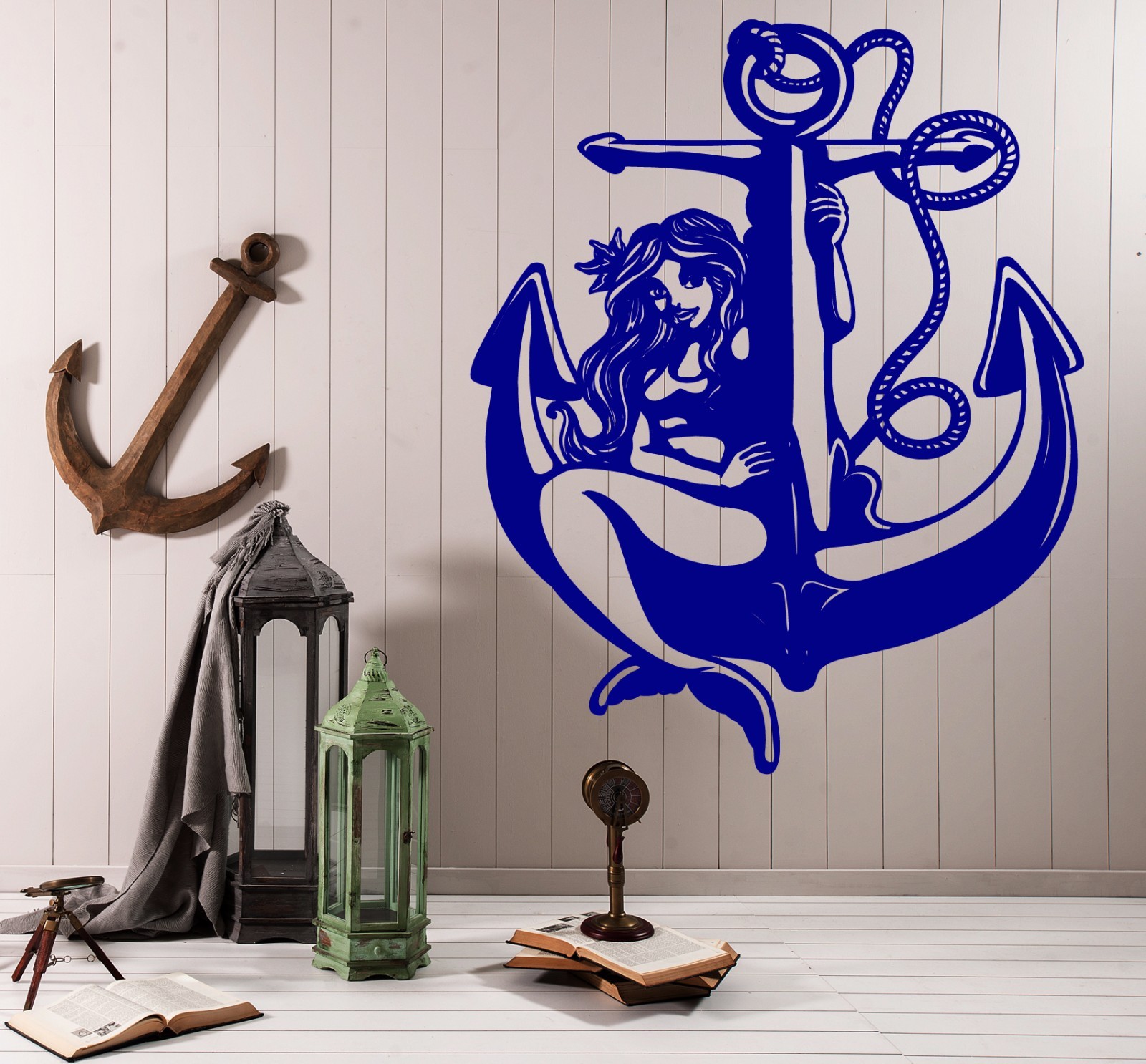 Wall Vinyl Decal Sticker Sexy Mermaid Sea Anchor Nautical Abstract Decor (z4574)