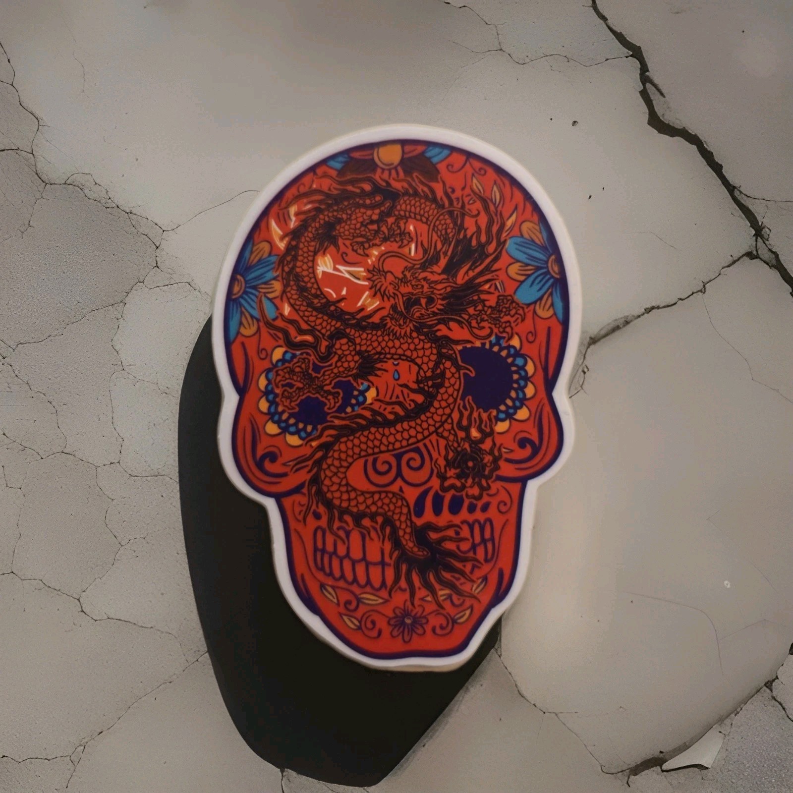 Dragon Sugar Skull 2.5″ X 1.5″ Vinyl Decal Sticker 🐉💀 Red Dead Day