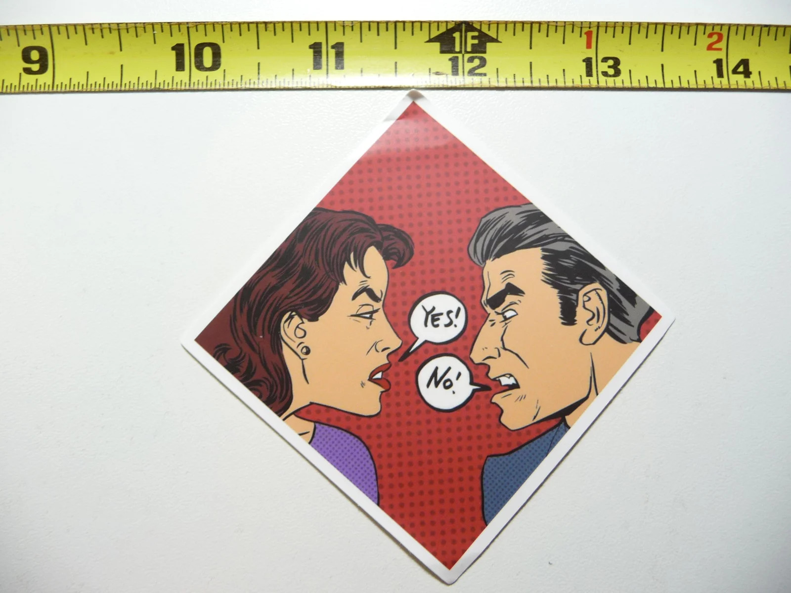 RETRO STYLE COUPLE ARGUING SMALL STICKER DECAL SCRAPBOOKING FUNNY FUN