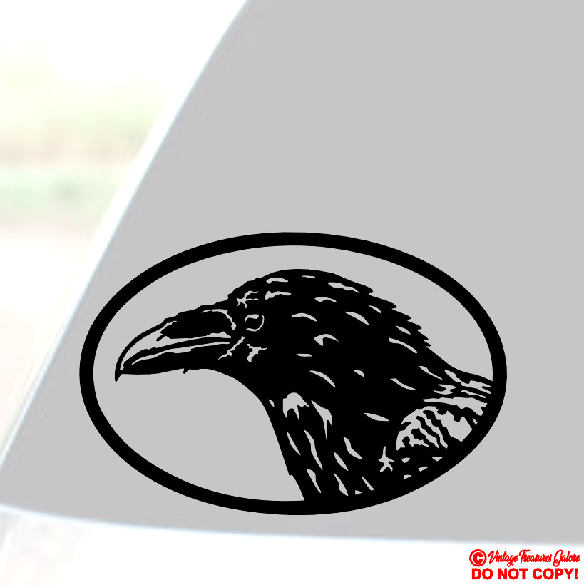 CROW RAVEN BIRD Vinyl Decal Sticker Car Window Wall Bumper Animal Nevermore Poe