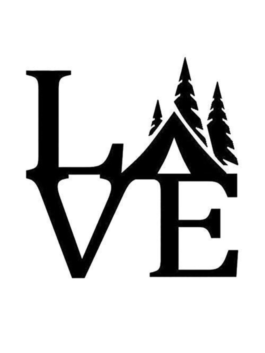 5″ White Love Camping Vinyl Decal Car, Water Bottle, Laptop outdoor, hunting