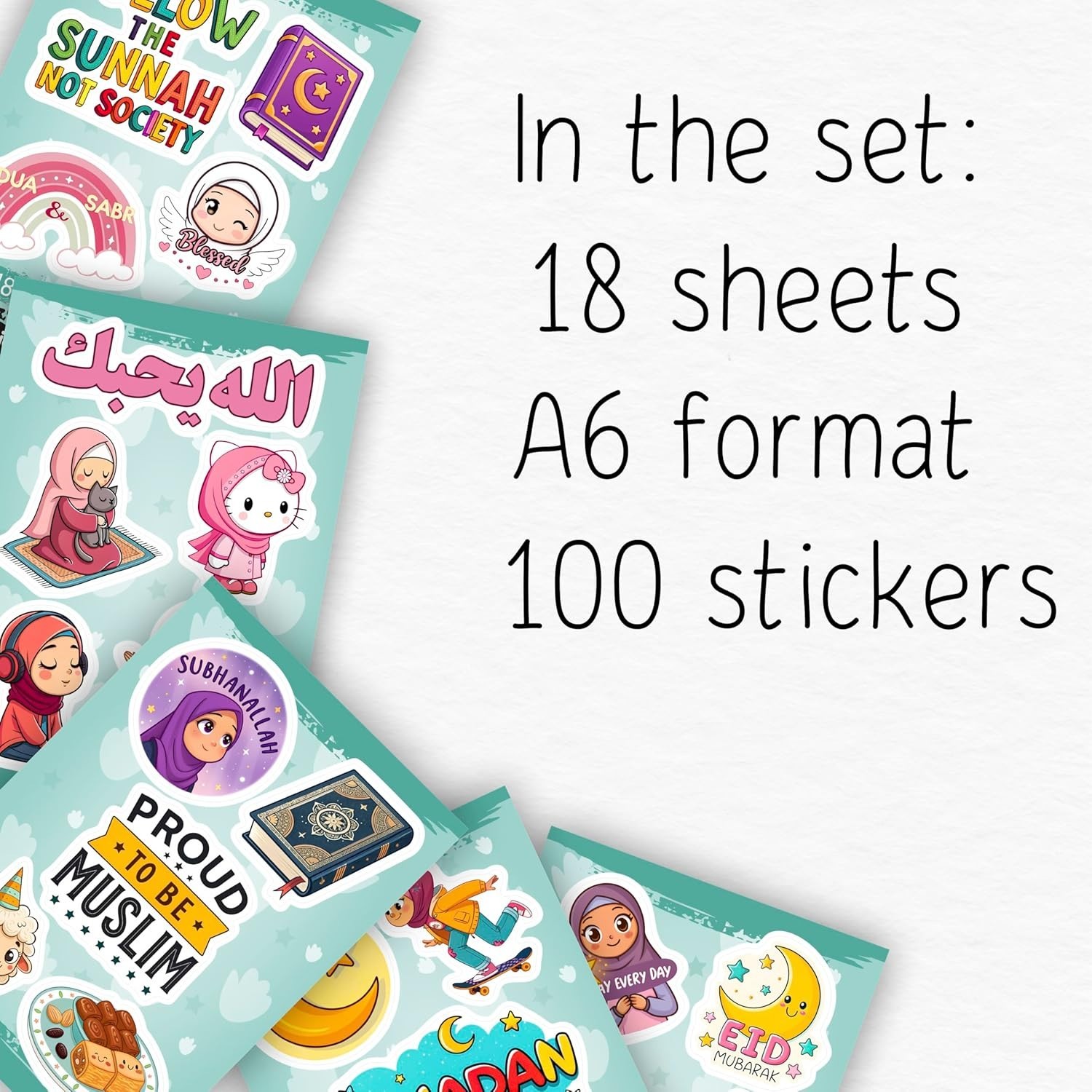 Colorful Islamic Stickers – 100Pcs Muslim Party Supplies