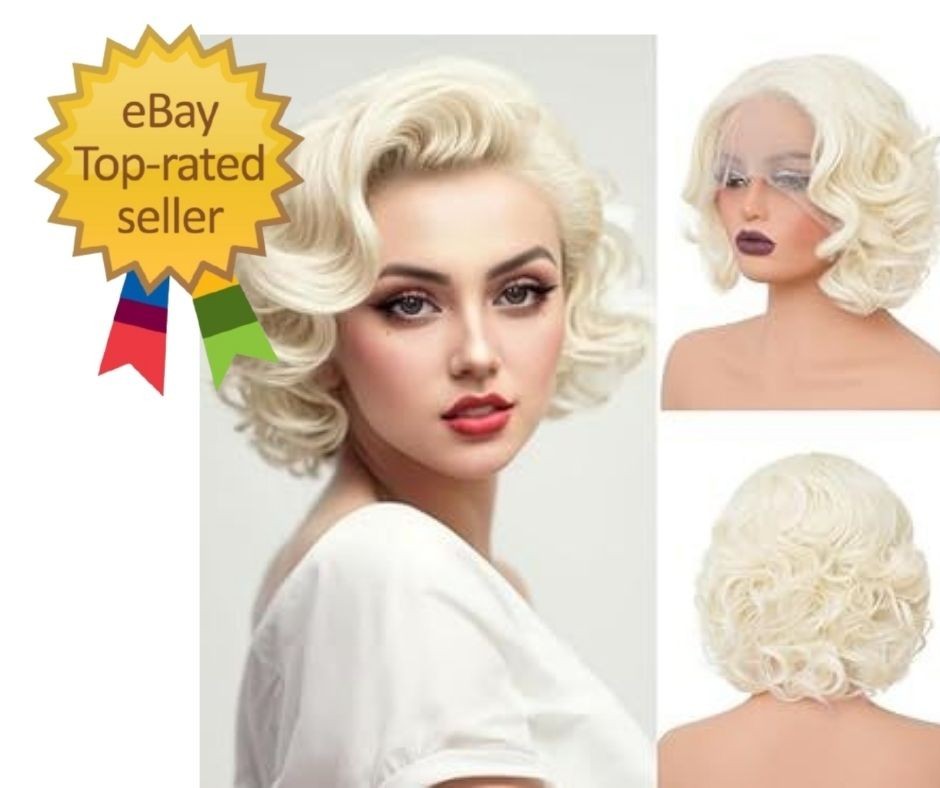Platinum Blonde Short Curly Lace Front Wig for Women, Synthetic