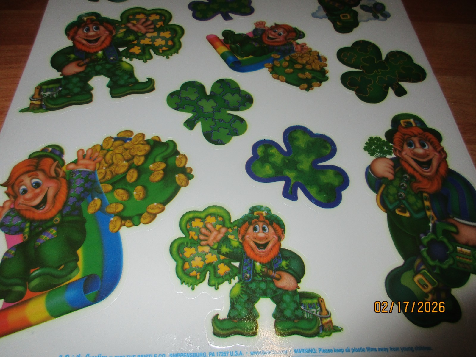 2002 Beistle St Patricks Clings Leprechaun Vintage 14pc Window Decoration NOS
