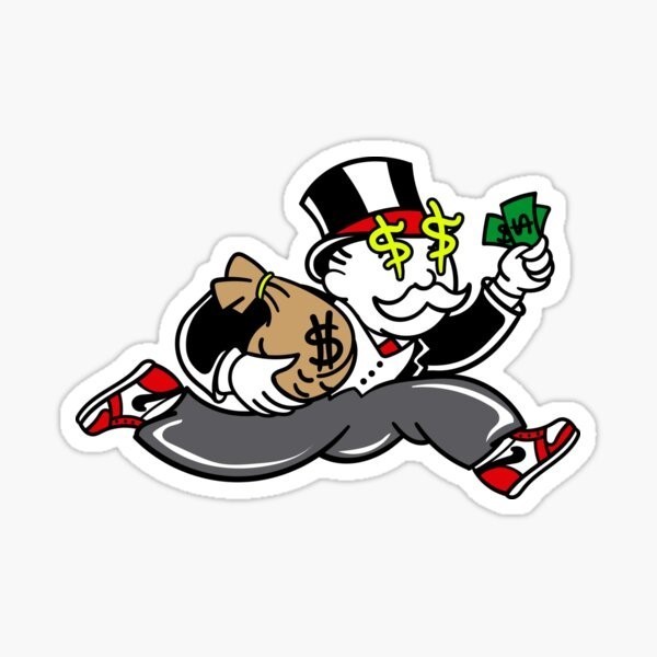 Construction, Hard Hat, Monopoly Man, Money Funny, Vinyl Die Cut Sticker