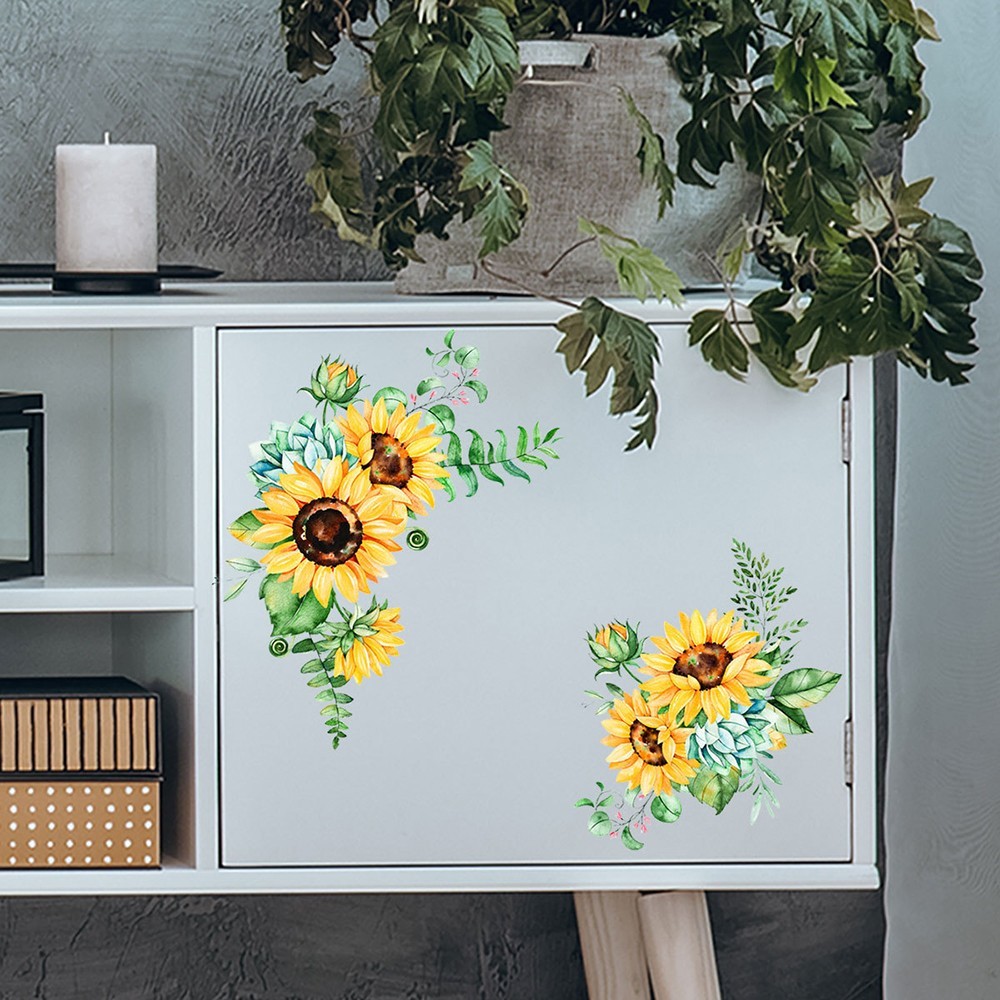 Waterproof Sunflower PVC Removable Wall Stickers Art Decals Mural Decor