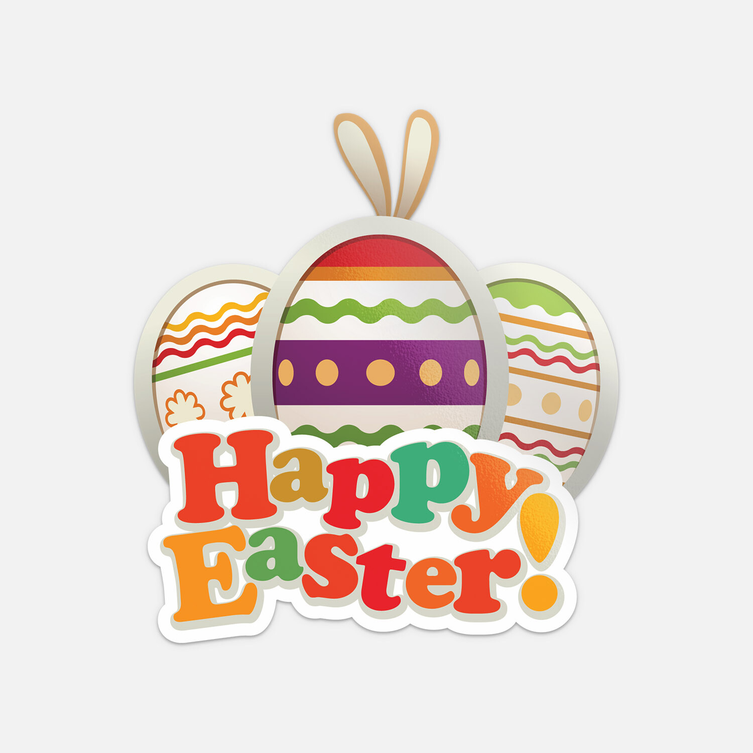 Happy Easter Bunny Ears Vinyl Sticker Decal