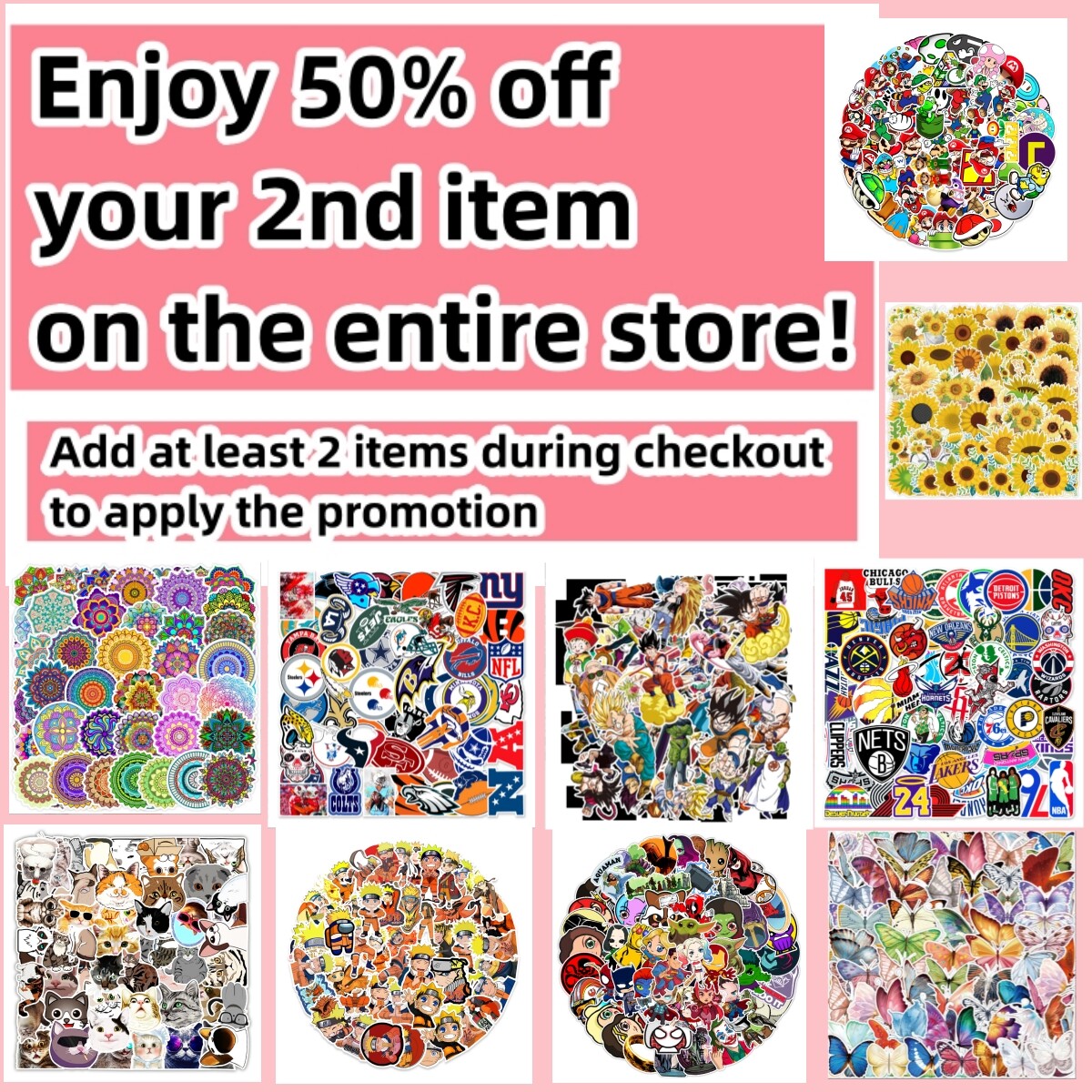 50 Pcs Stickers Minecraft Video Game Skateboard Laptop Luggage Phone Car Vinyl