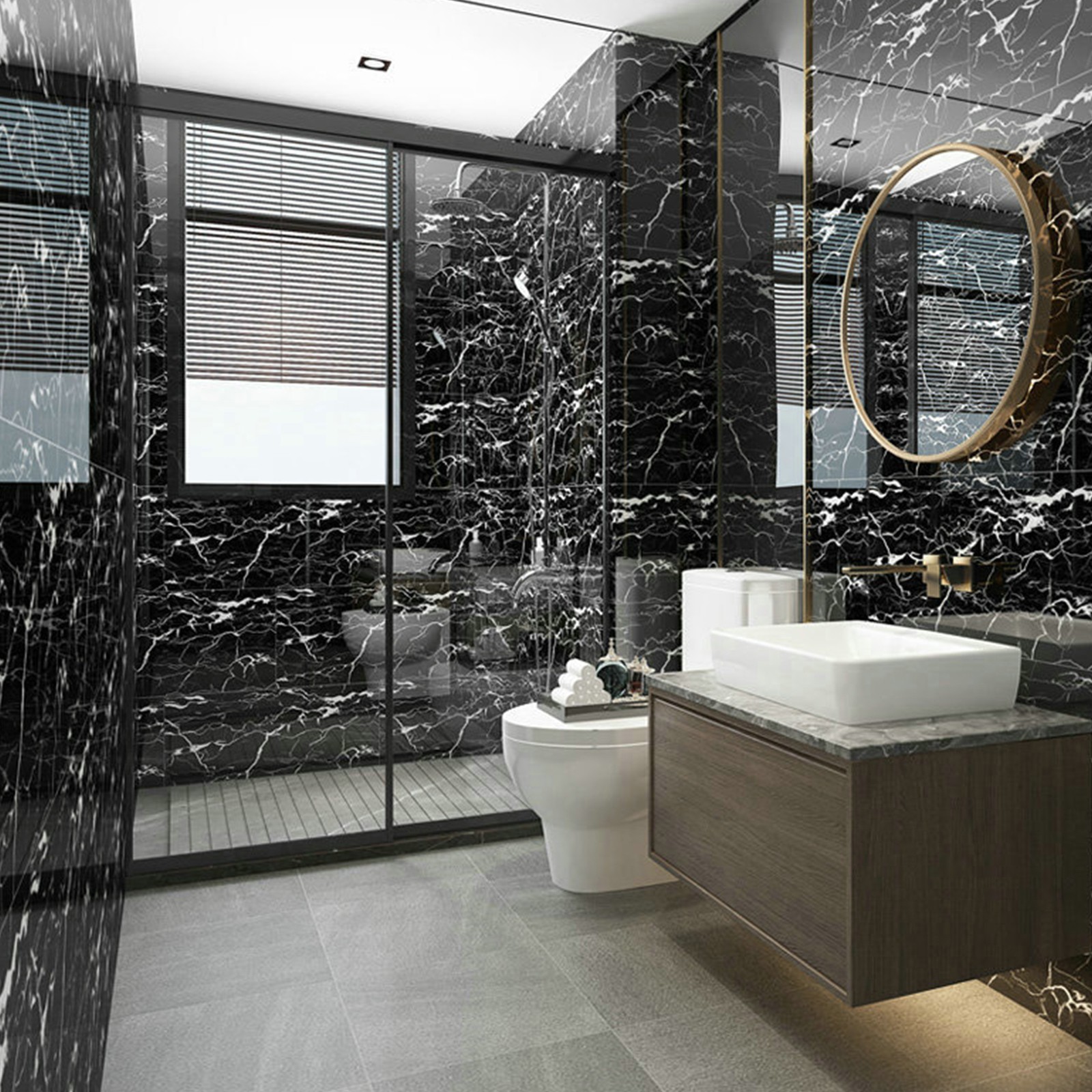 30*60cm Marble Tiles Sticker Self-Adhesive Kitchen Bathroom Home Wall Decoration