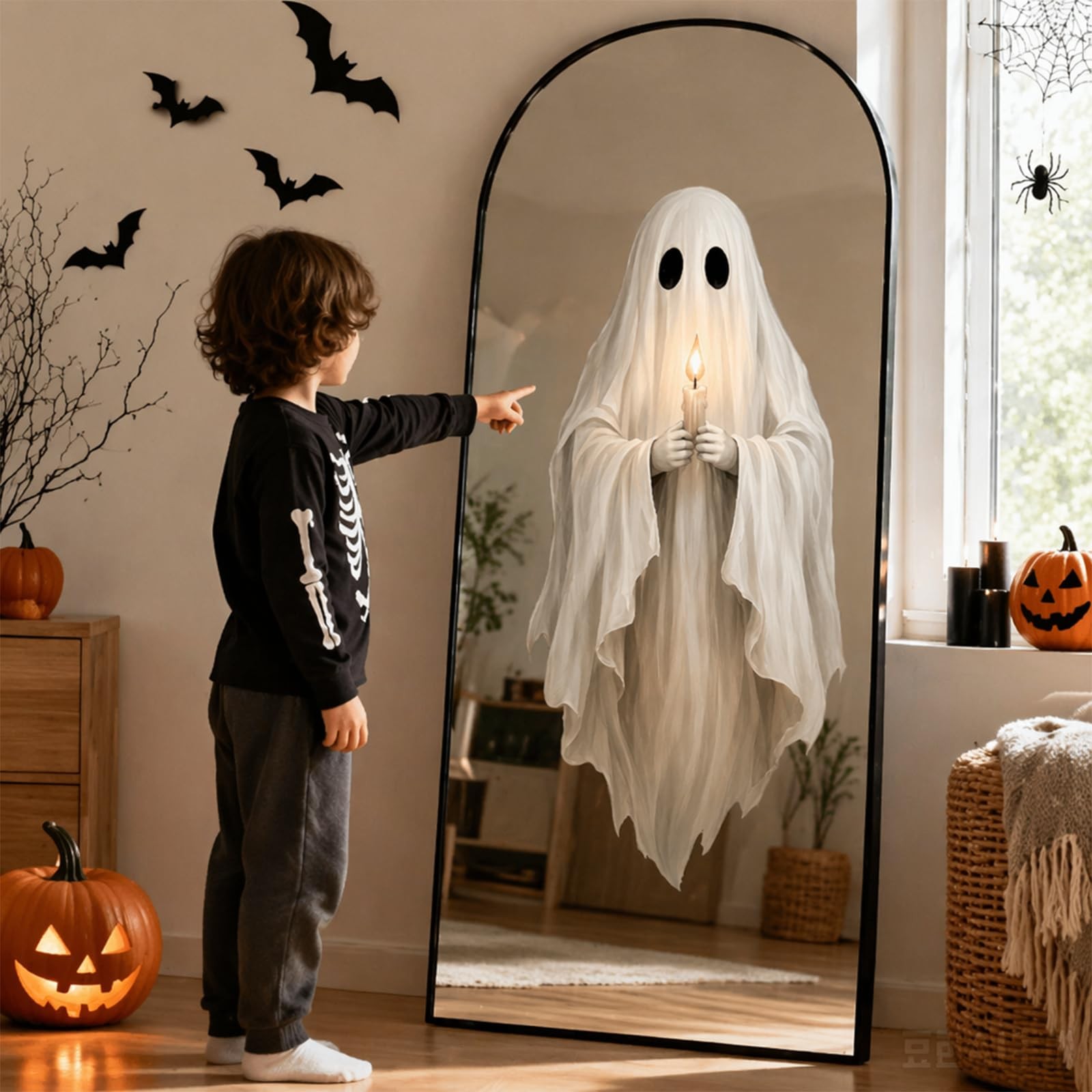 AnyDesign Halloween Ghost Window Clings Spooky 15.7 x 32.3 inch, White