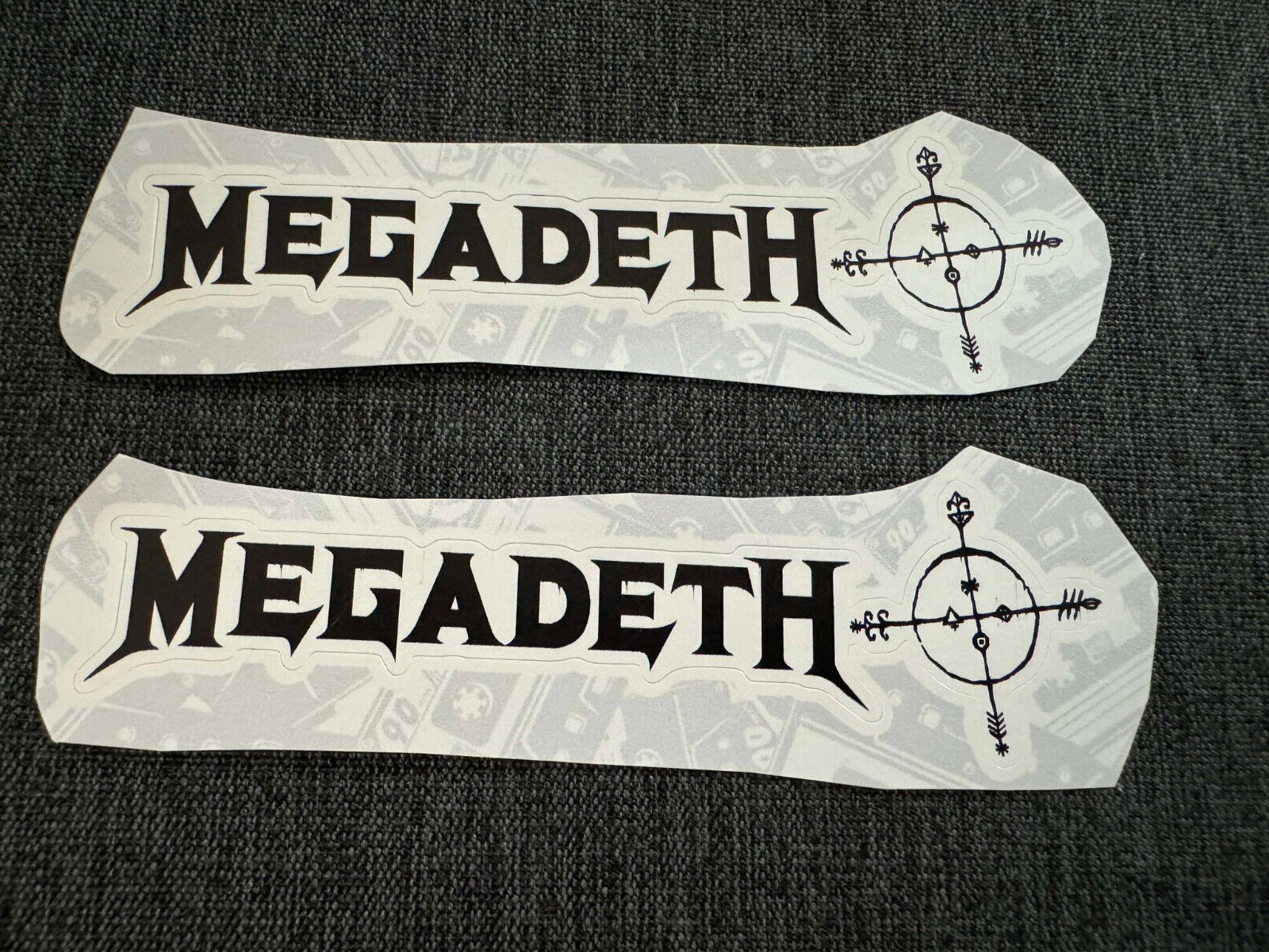 Lot of 2 MEGADETH 1 1/4″ x 5″ Band Logo STICKERS Fast! FREE SHIP! Mustaine