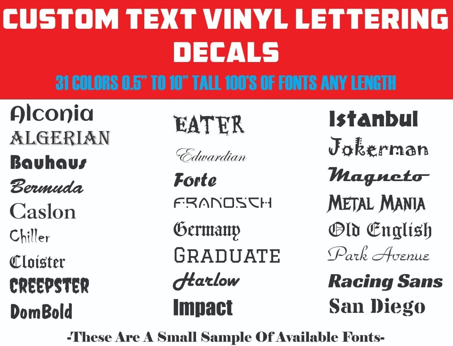 Custom Text Vinyl Lettering Transfer Sticker Decals Any Text-Numbers-Any Font