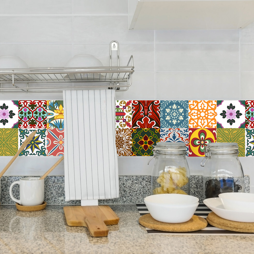 Decorative Tile Decals Lublin – Set of 16 – Tile Decals Art for Walls Kitchen