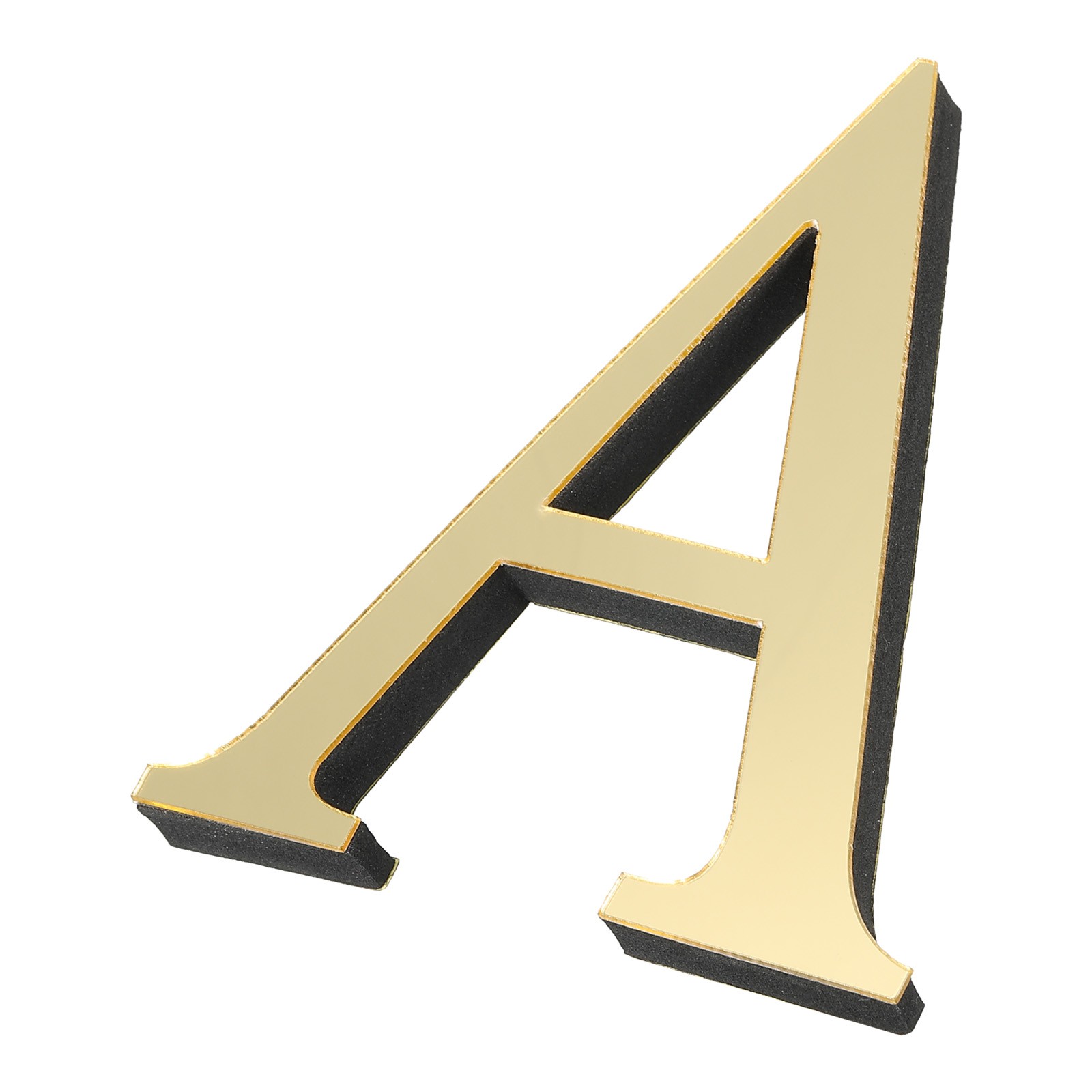 3D Acrylic Alphabet Mirror Wall Stickers Letter A Self-Adhesive Light Gold